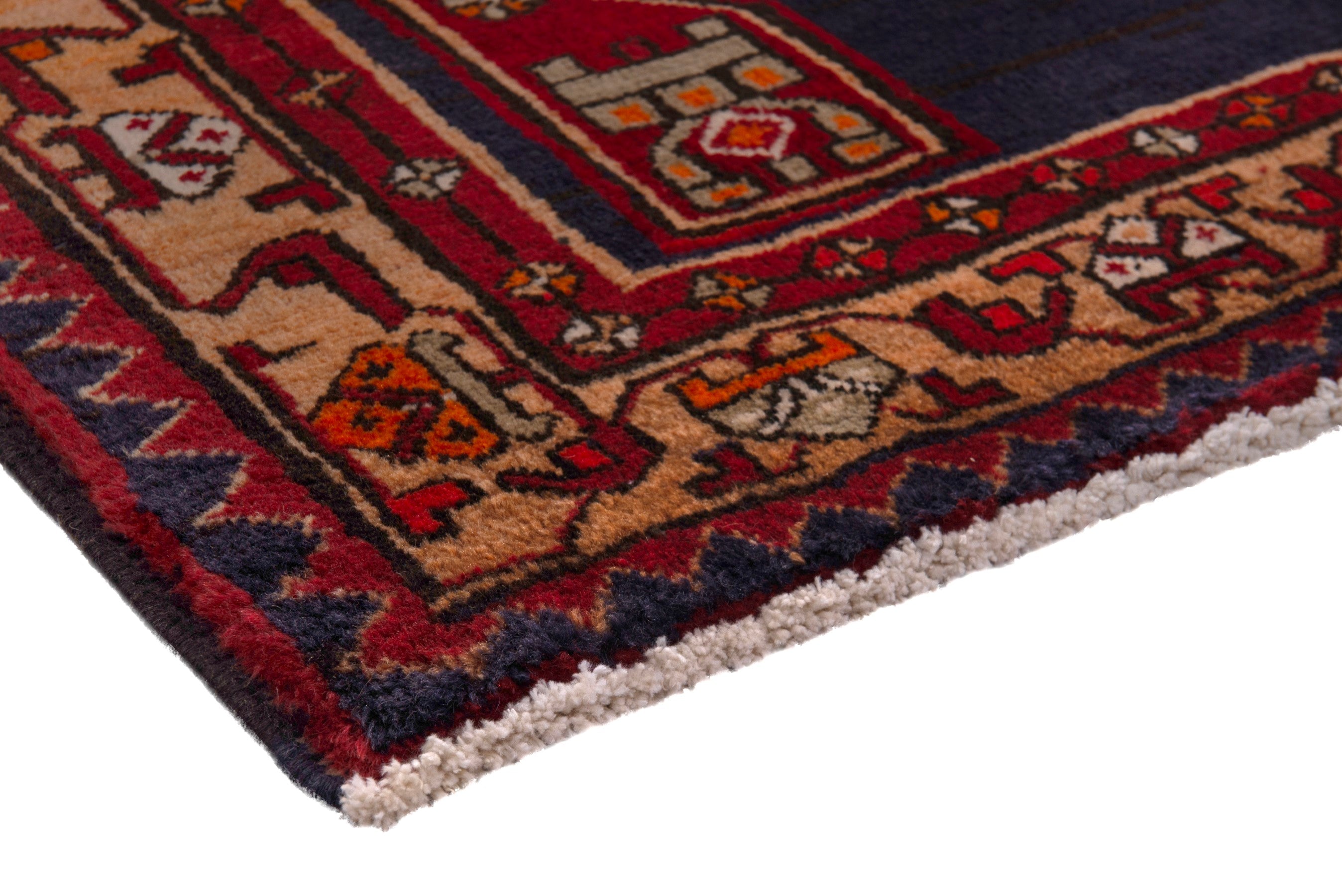 Persian Azerbaijan runner rug in navy and deep red, view 4 of 17