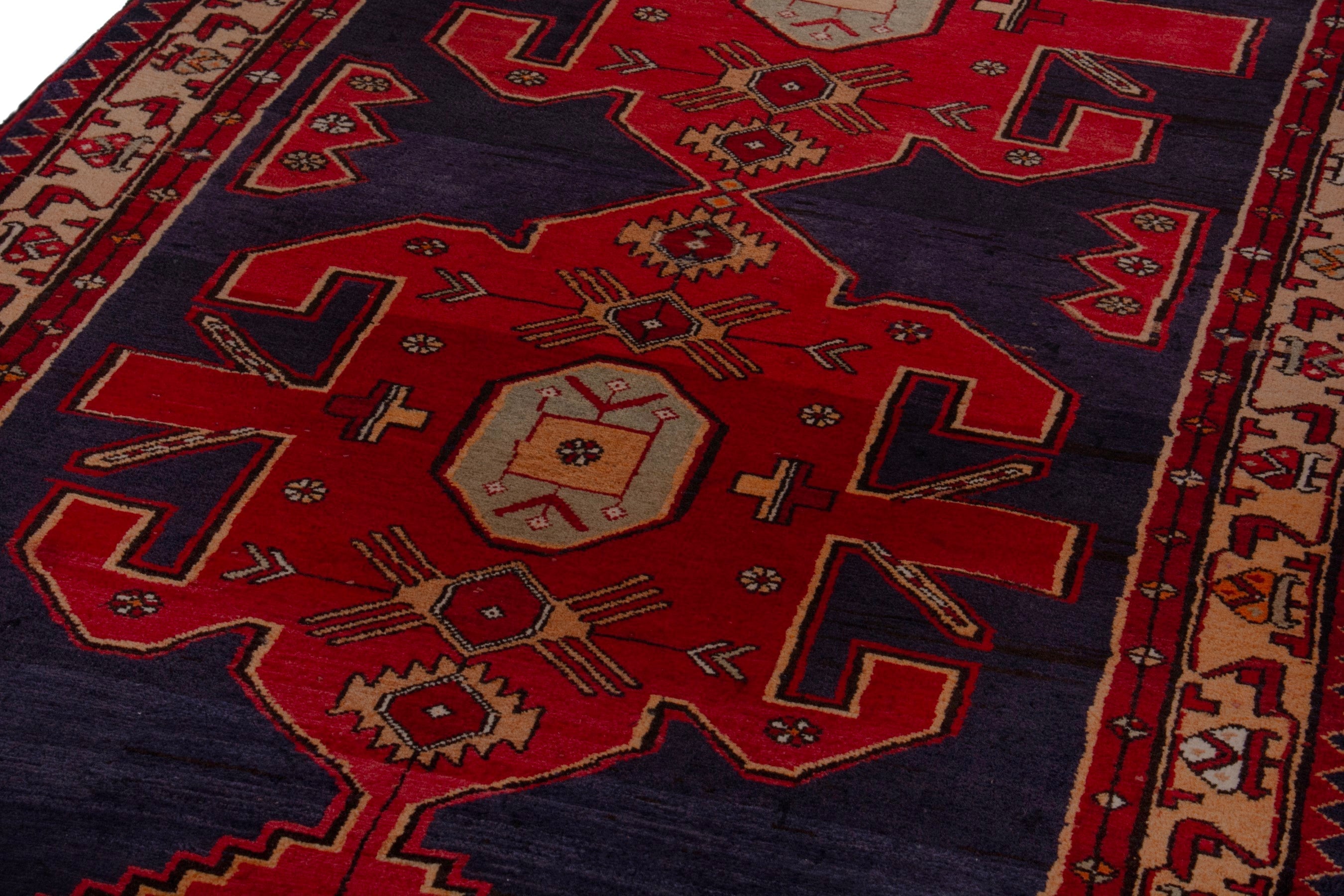 Persian Azerbaijan runner rug in navy and deep red, view 9 of 17