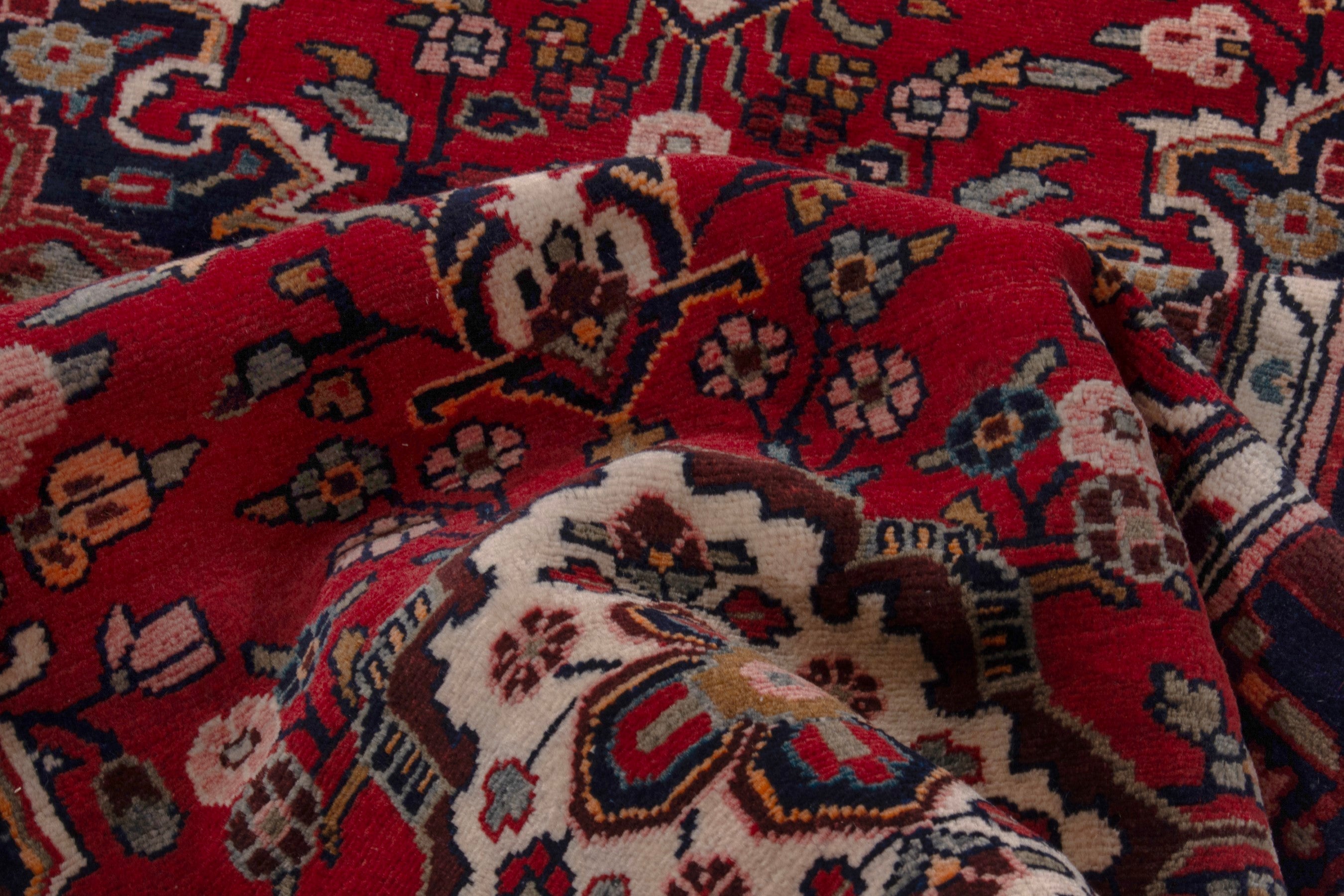 Persian Hamedan runner rug in deep red and burgundy, view 16 of 19
