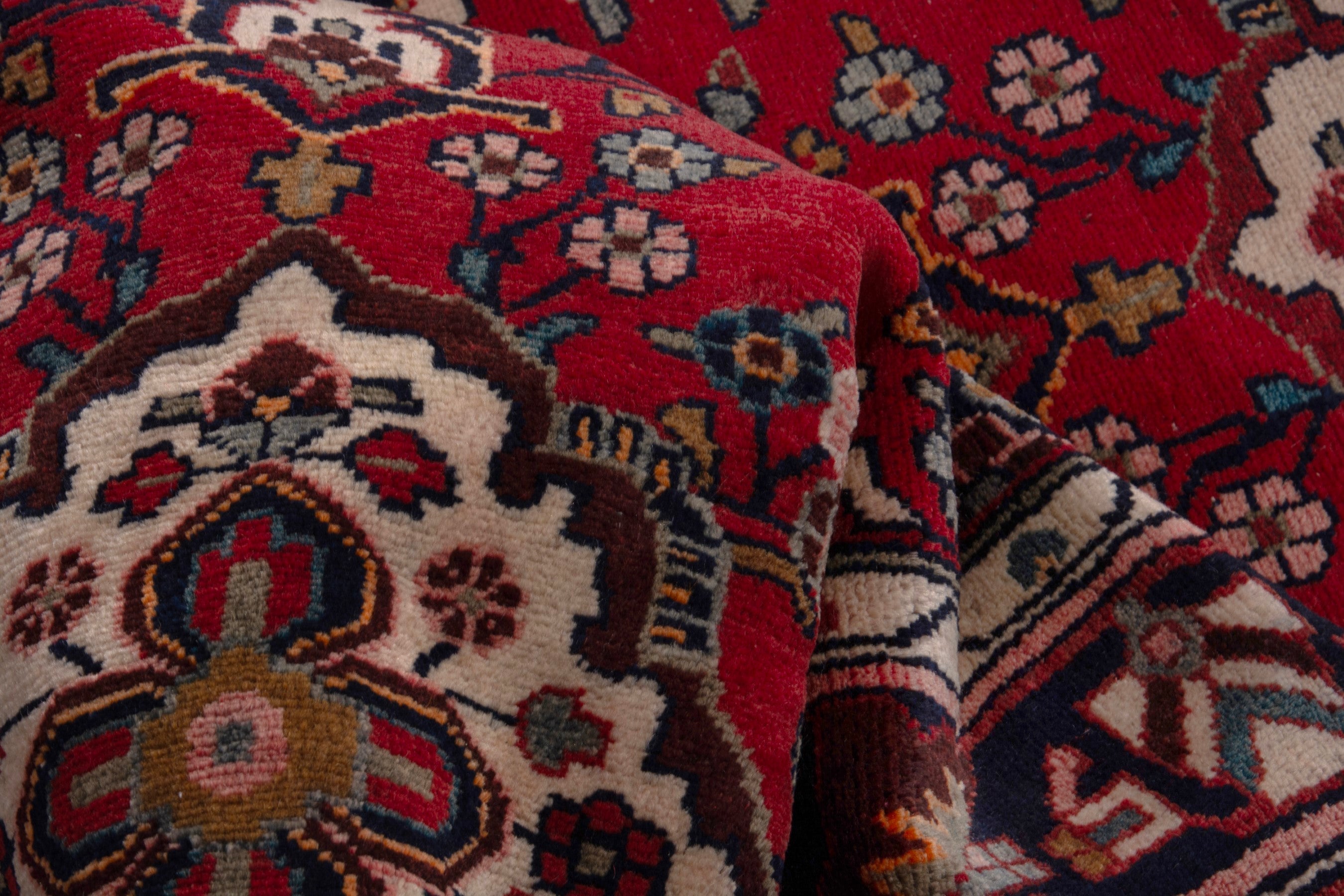 Persian Hamedan runner rug in deep red and burgundy, view 17 of 19