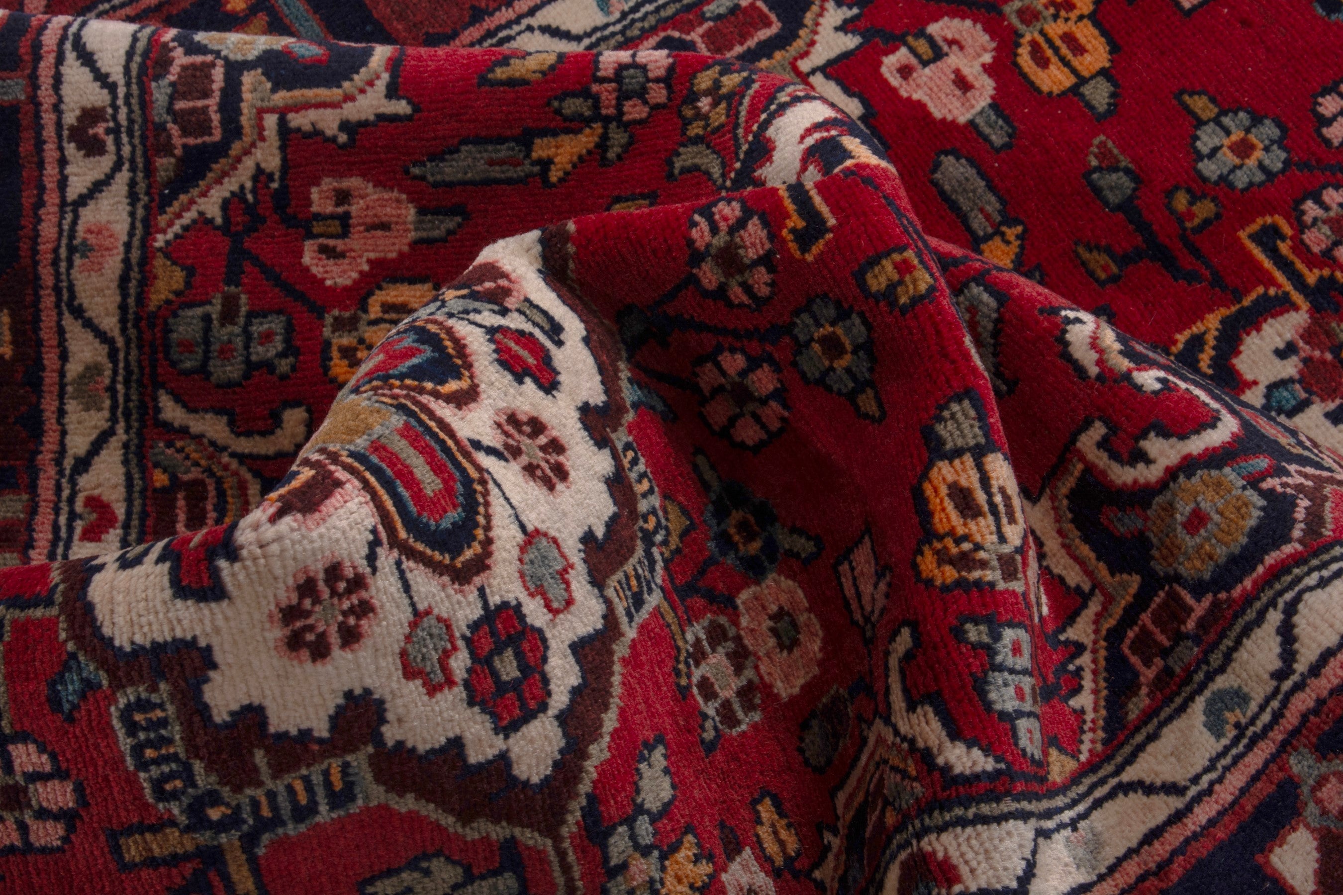 Persian Hamedan runner rug in deep red and burgundy, view 18 of 19