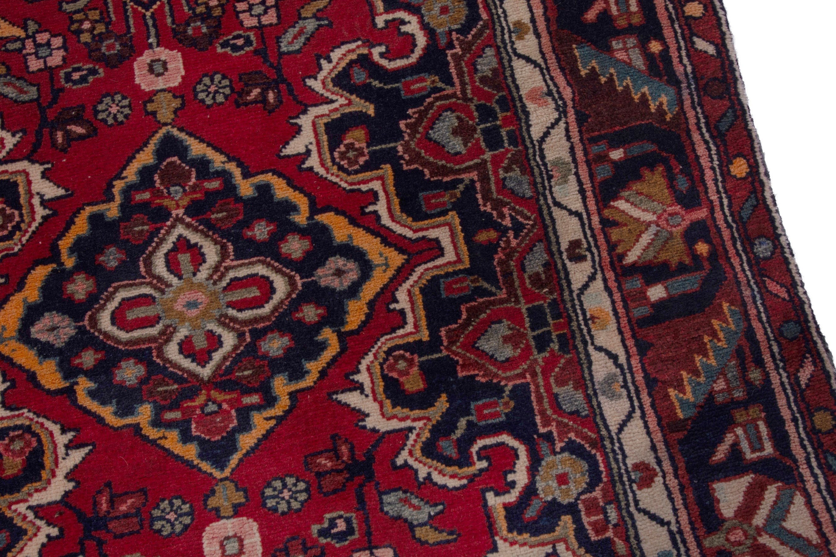 Persian Hamedan runner rug in deep red and burgundy, view 7 of 19