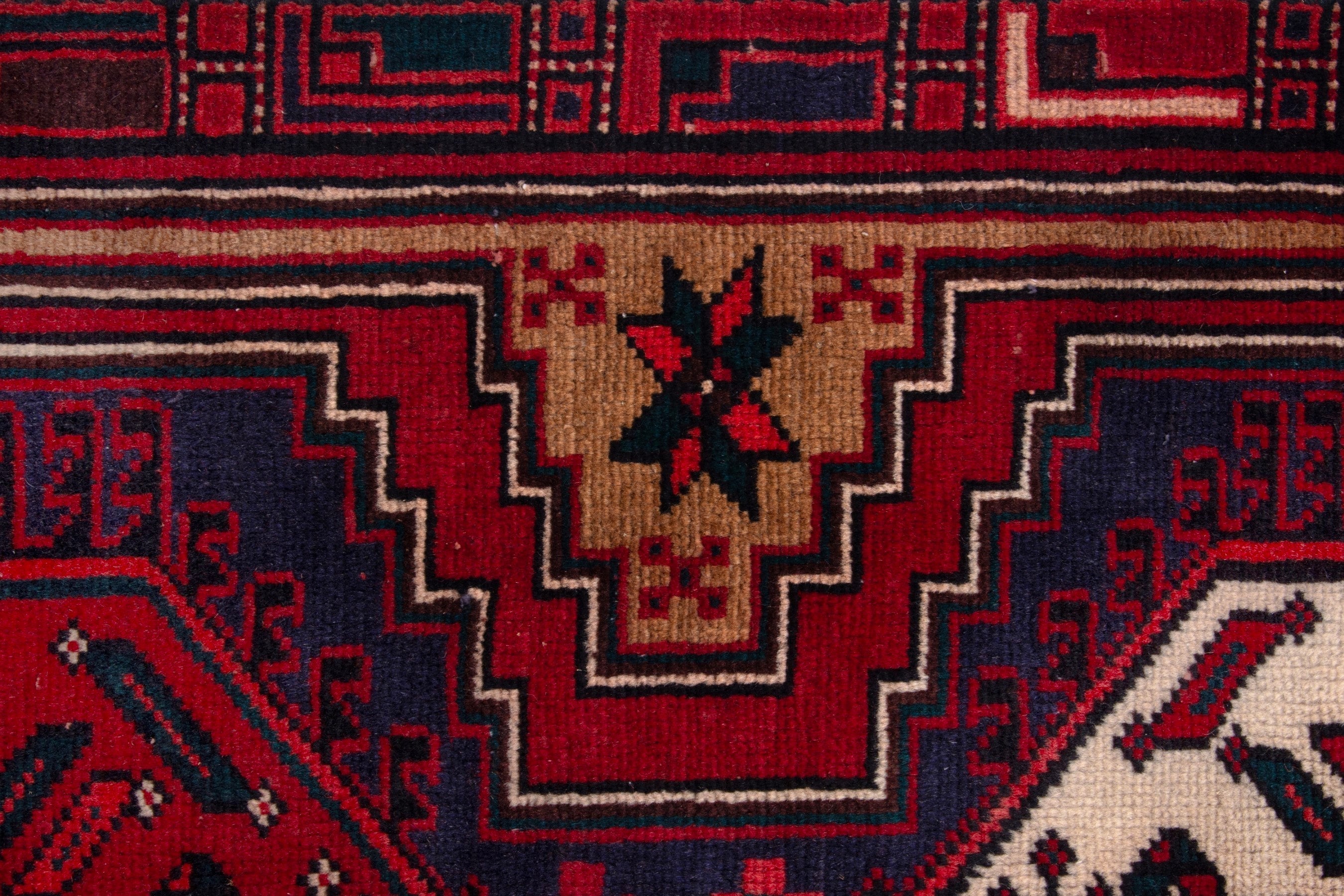 Persian Ardabil runner rug in burgundy and deep red, view 11 of 18