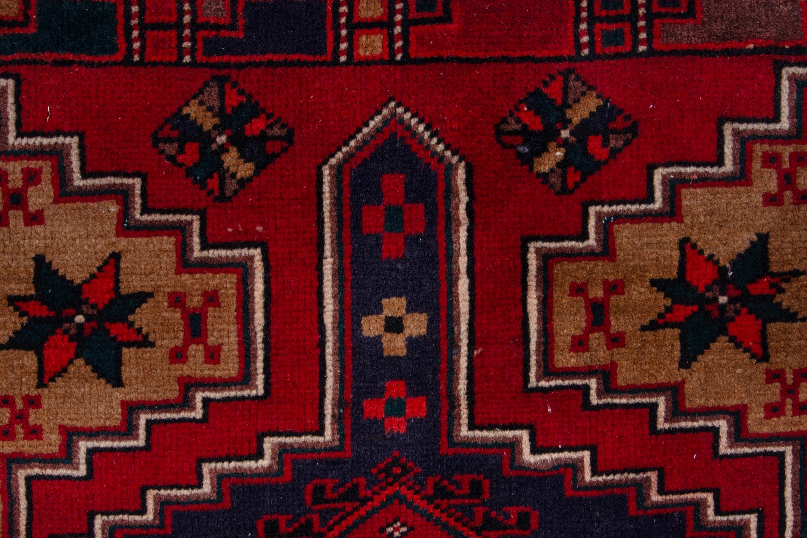 Persian Ardabil runner rug in burgundy and deep red, view 13 of 18