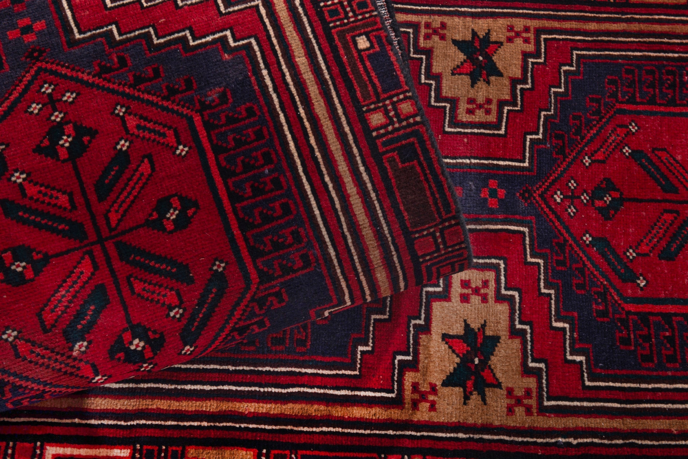 Persian Ardabil runner rug in burgundy and deep red, view 16 of 18