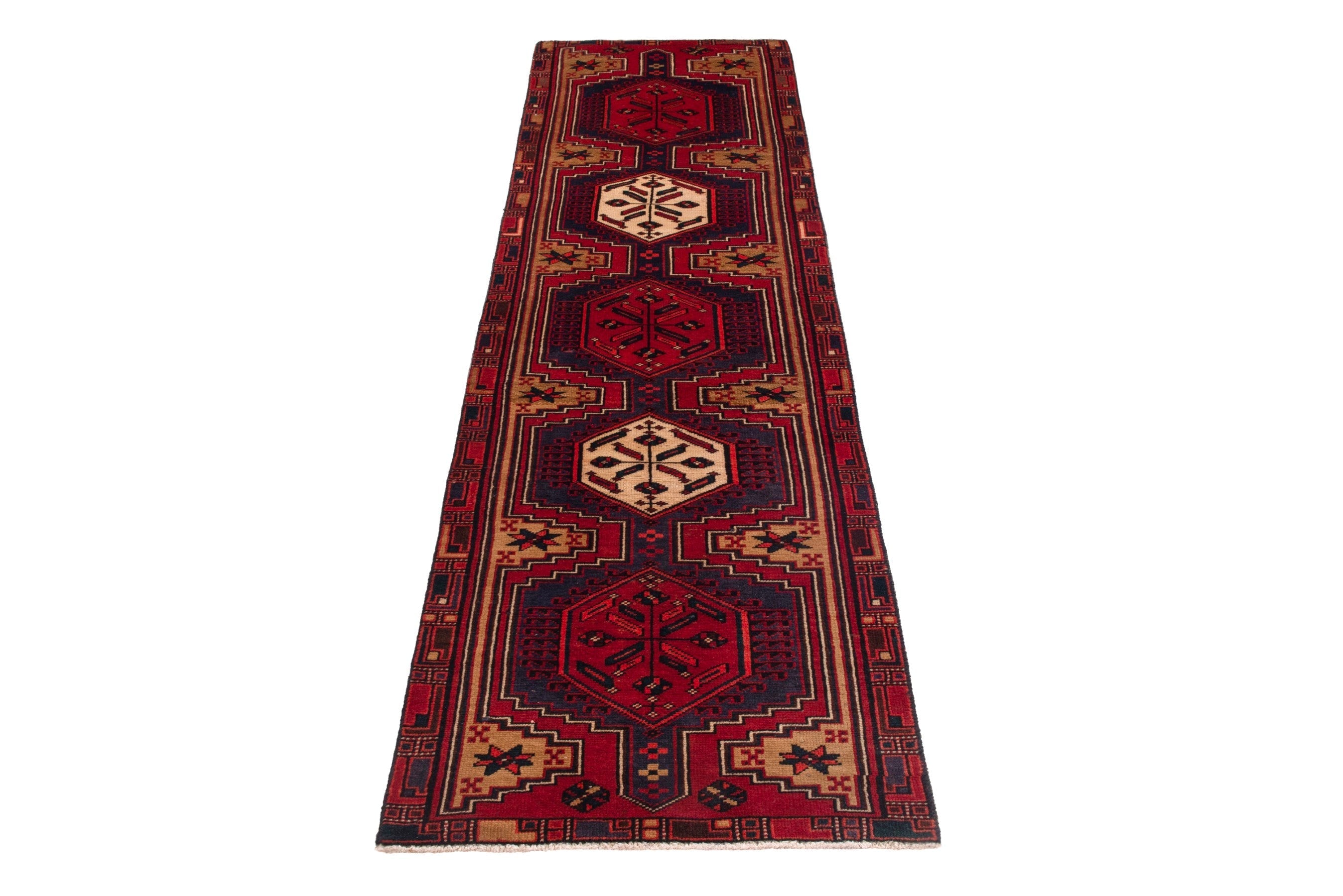 Persian Ardabil runner rug in burgundy and deep red, view 3 of 18