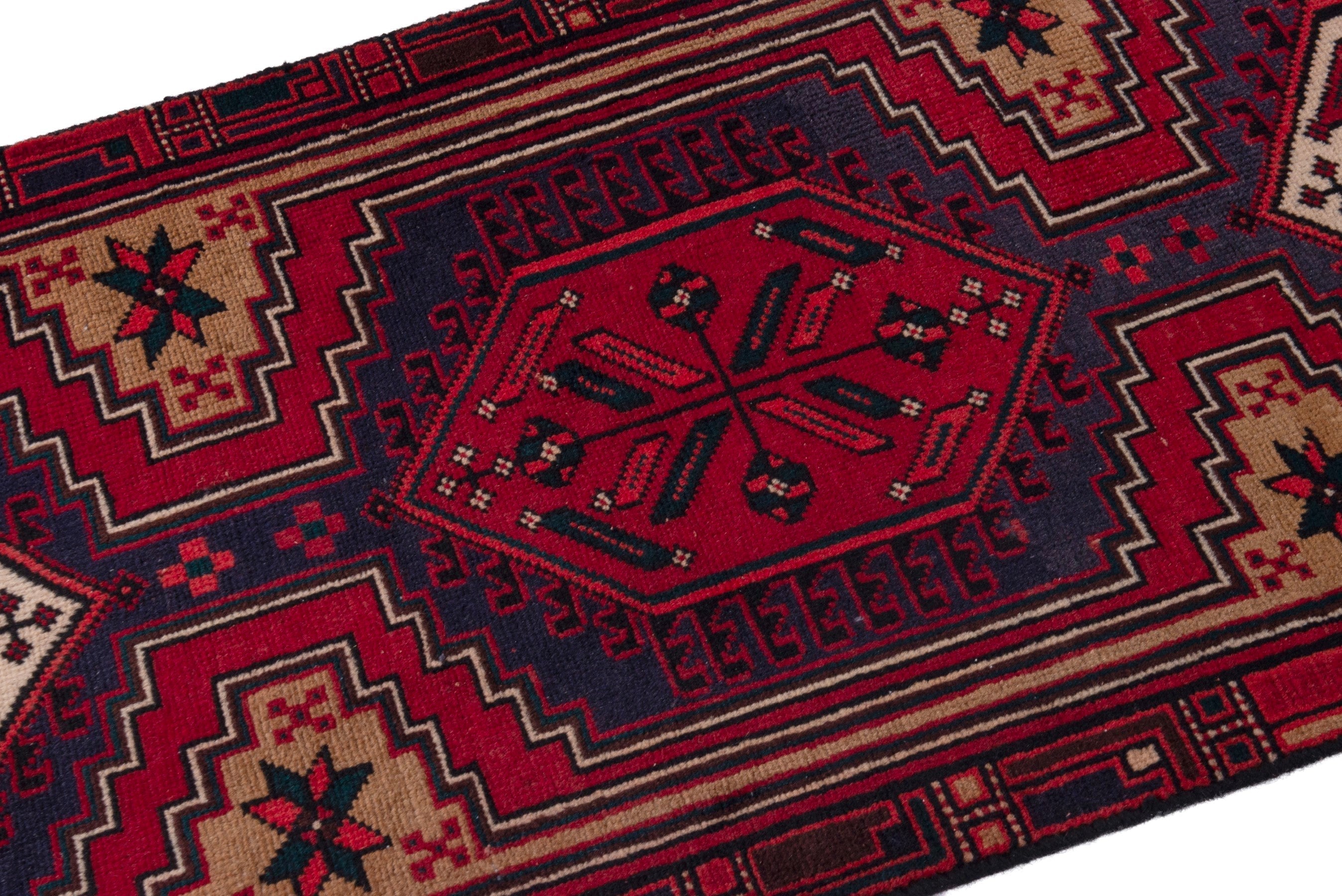 Persian Ardabil runner rug in burgundy and deep red, view 6 of 18