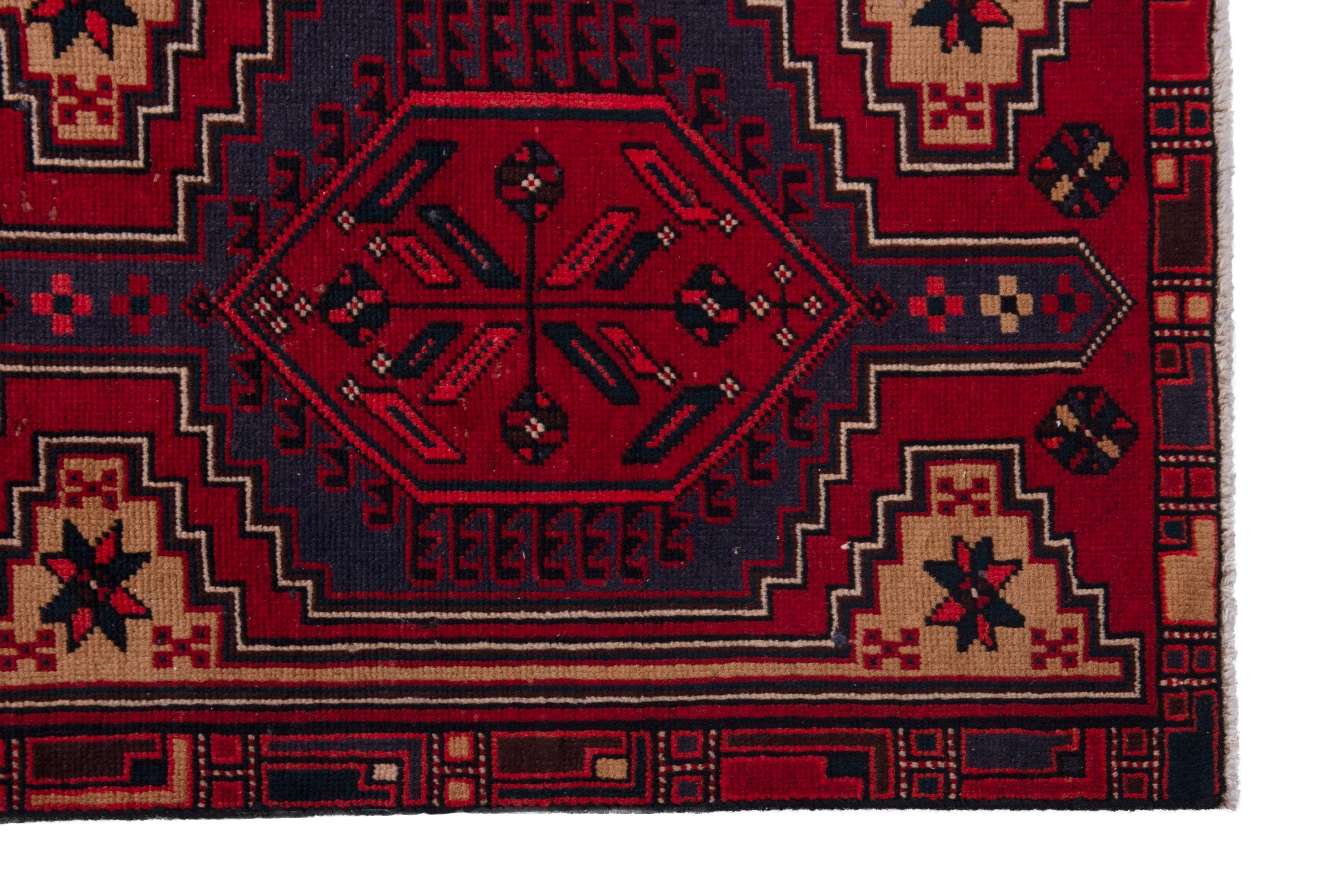 Persian Ardabil runner rug in burgundy and deep red, view 5 of 18