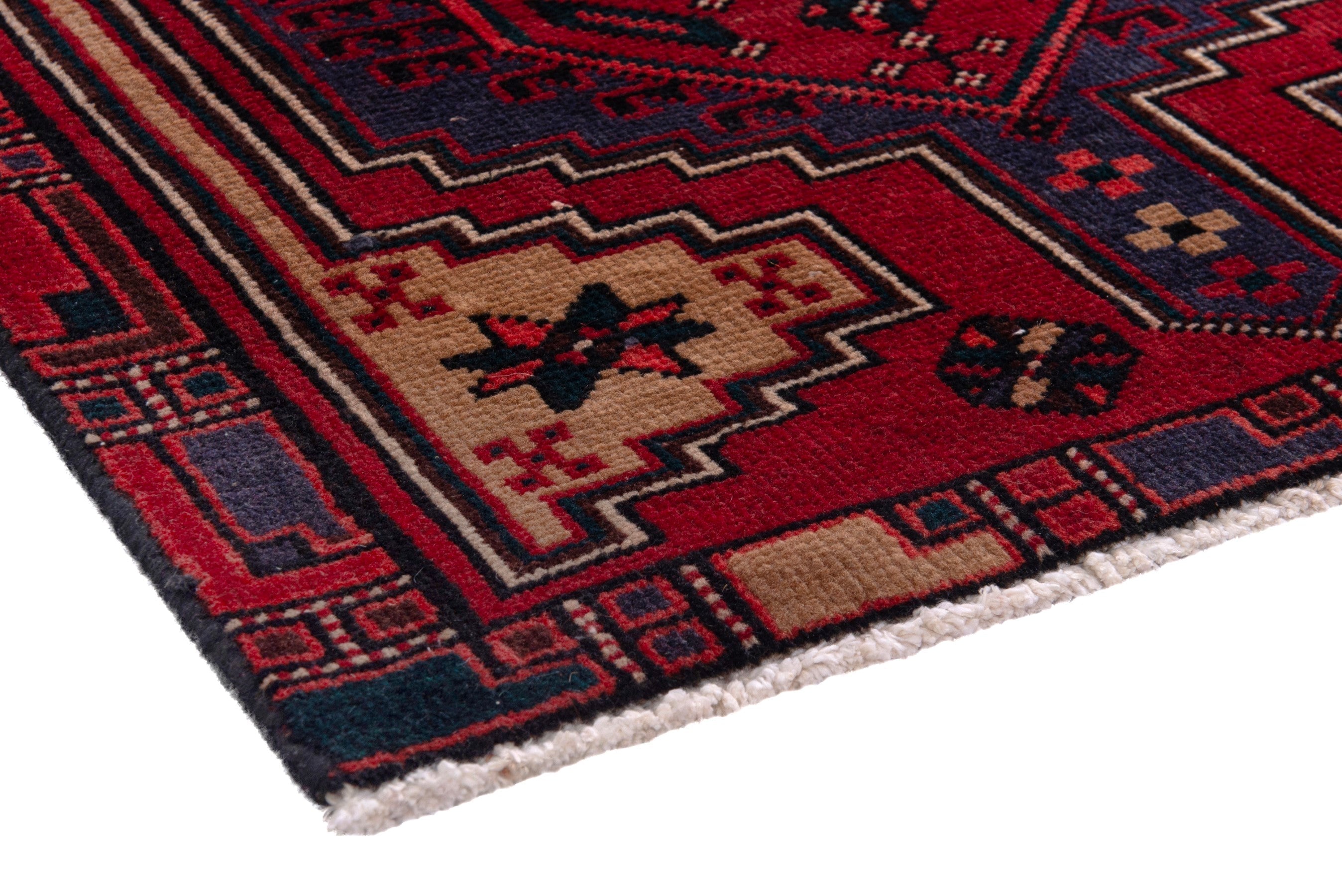 Persian Ardabil runner rug in burgundy and deep red, view 4 of 18