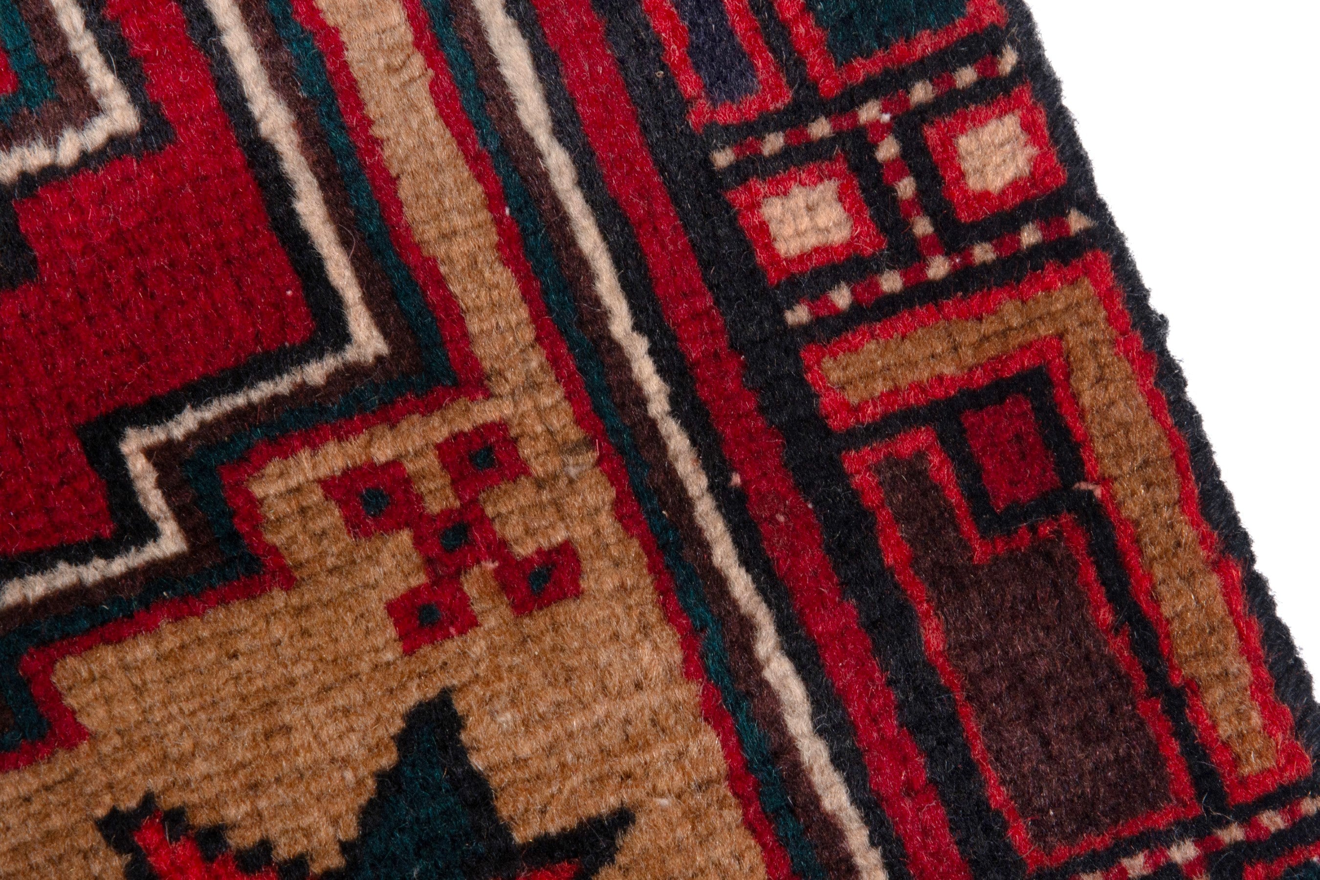 Persian Ardabil runner rug in burgundy and deep red, view 7 of 18