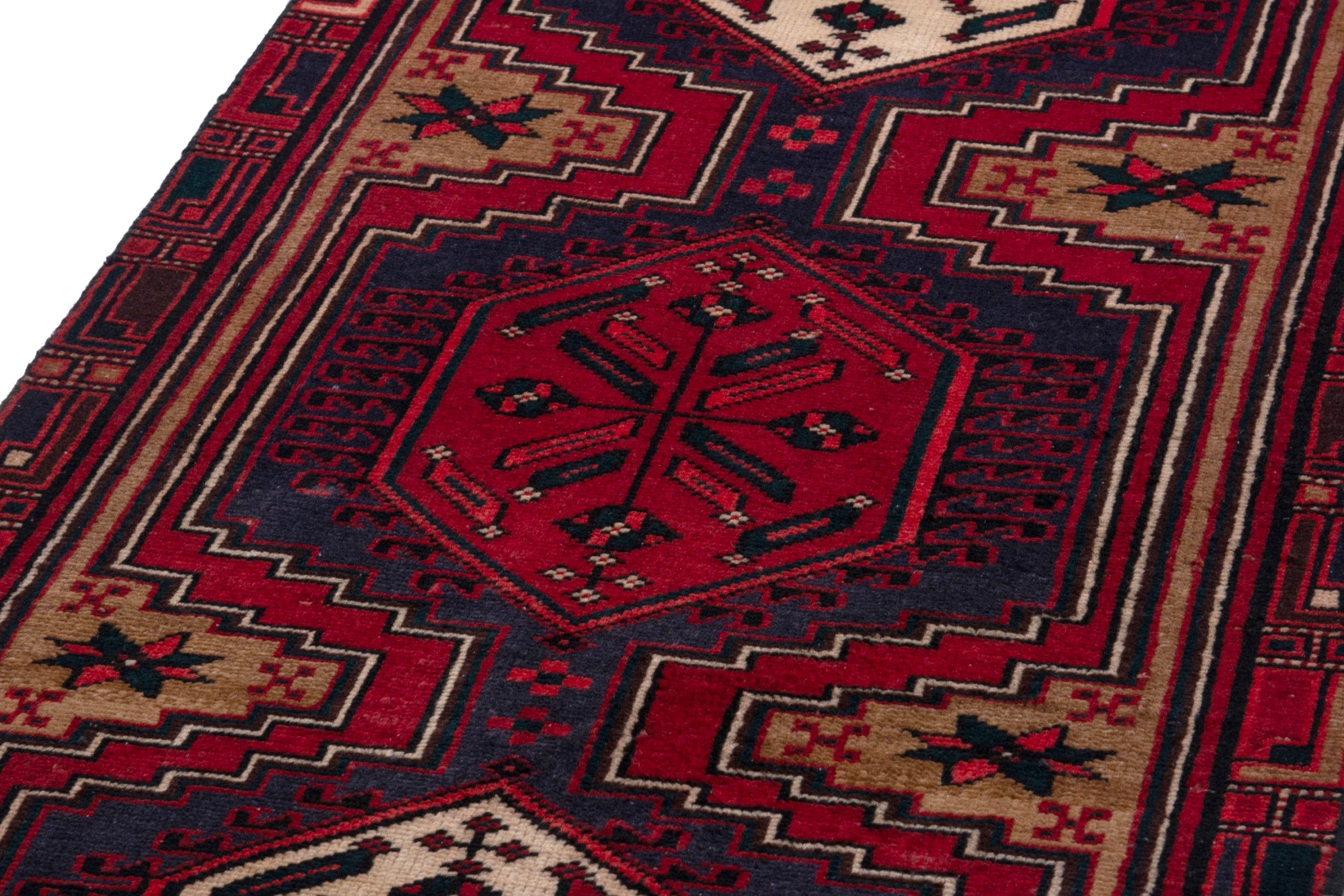 Persian Ardabil runner rug in burgundy and deep red, view 9 of 18