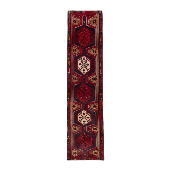 Persian Ardabil runner rug in burgundy and deep red, 2'5" x 9'10"