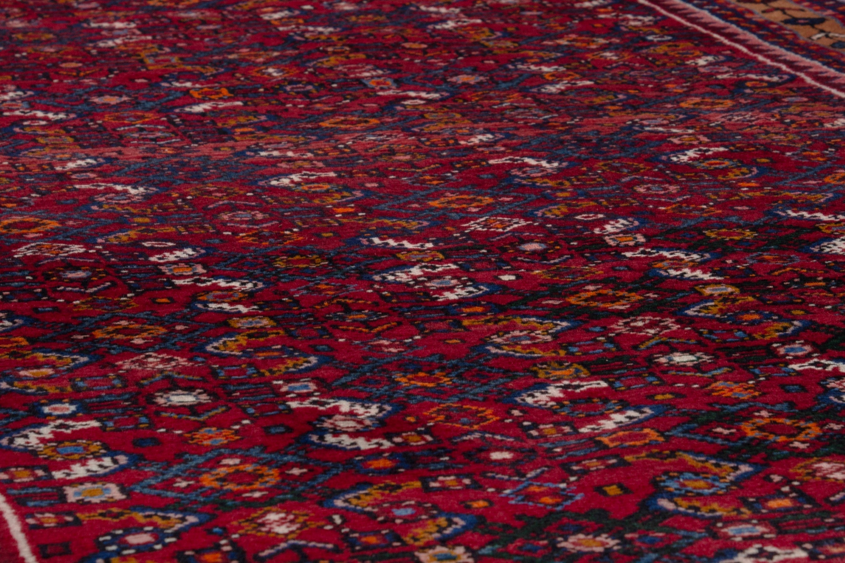 Persian Hosseinabad runner rug in burgundy and rust, view 10 of 17