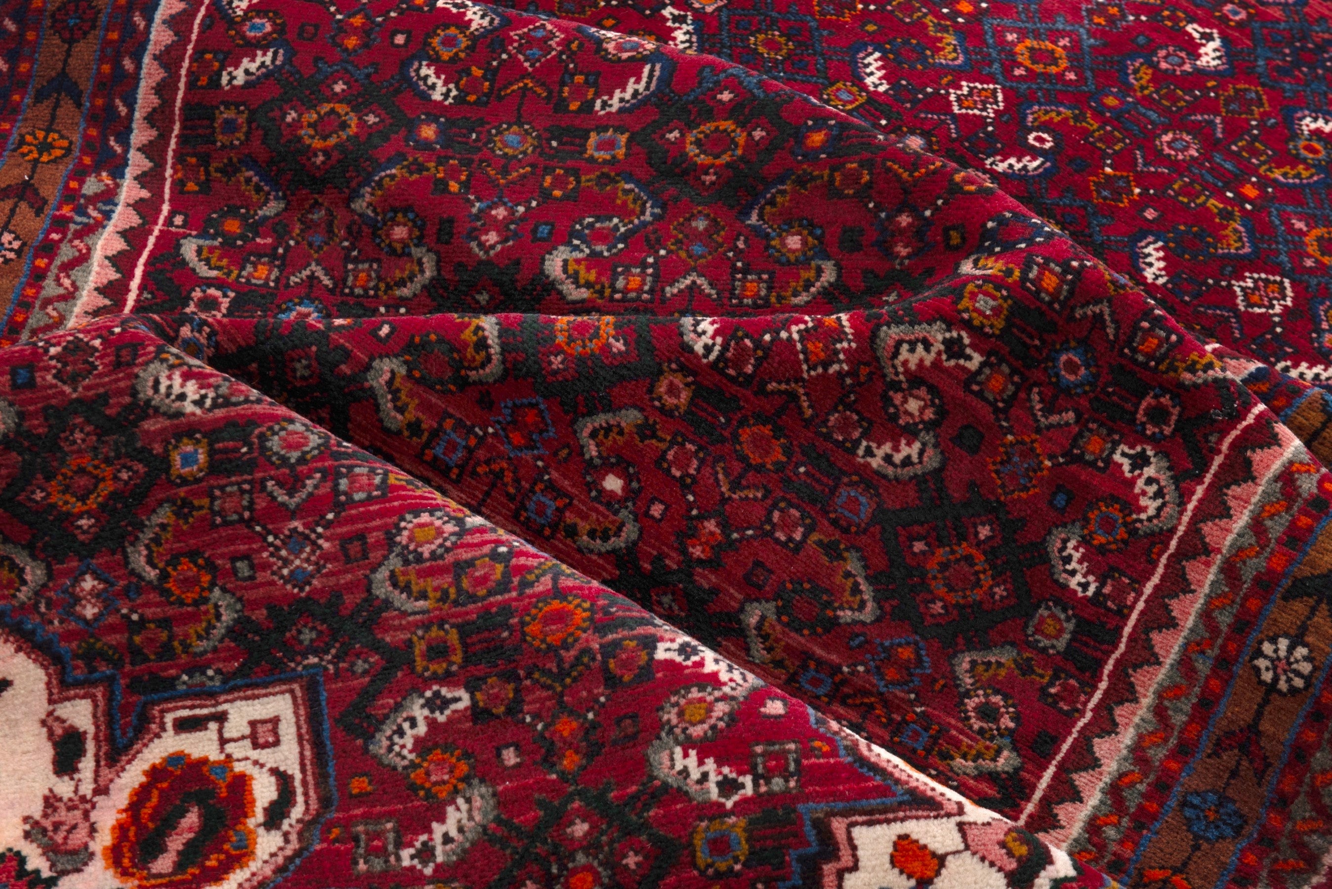 Persian Hosseinabad runner rug in burgundy and rust, view 14 of 17