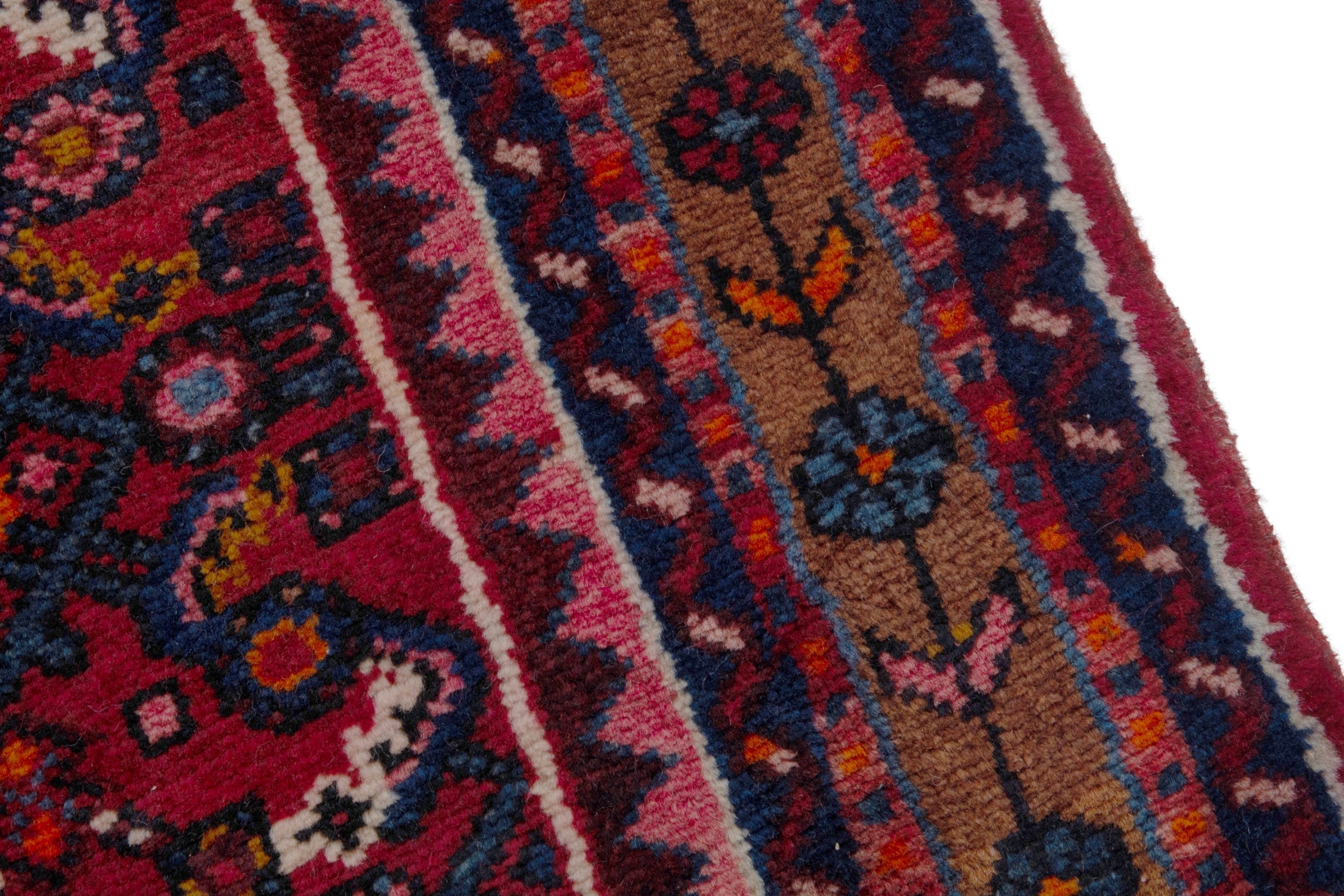 Persian Hosseinabad runner rug in burgundy and rust, view 7 of 17