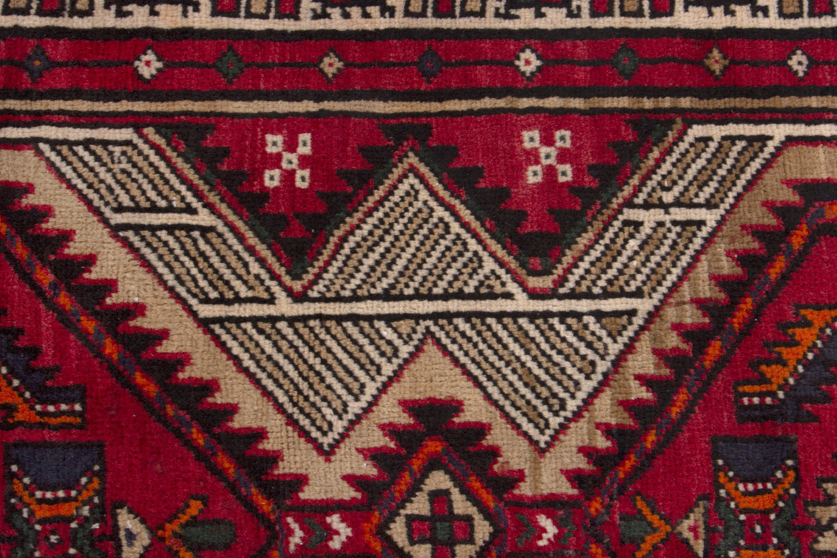 Persian Ardabil runner rug in cream and deep red, view 11 of 17