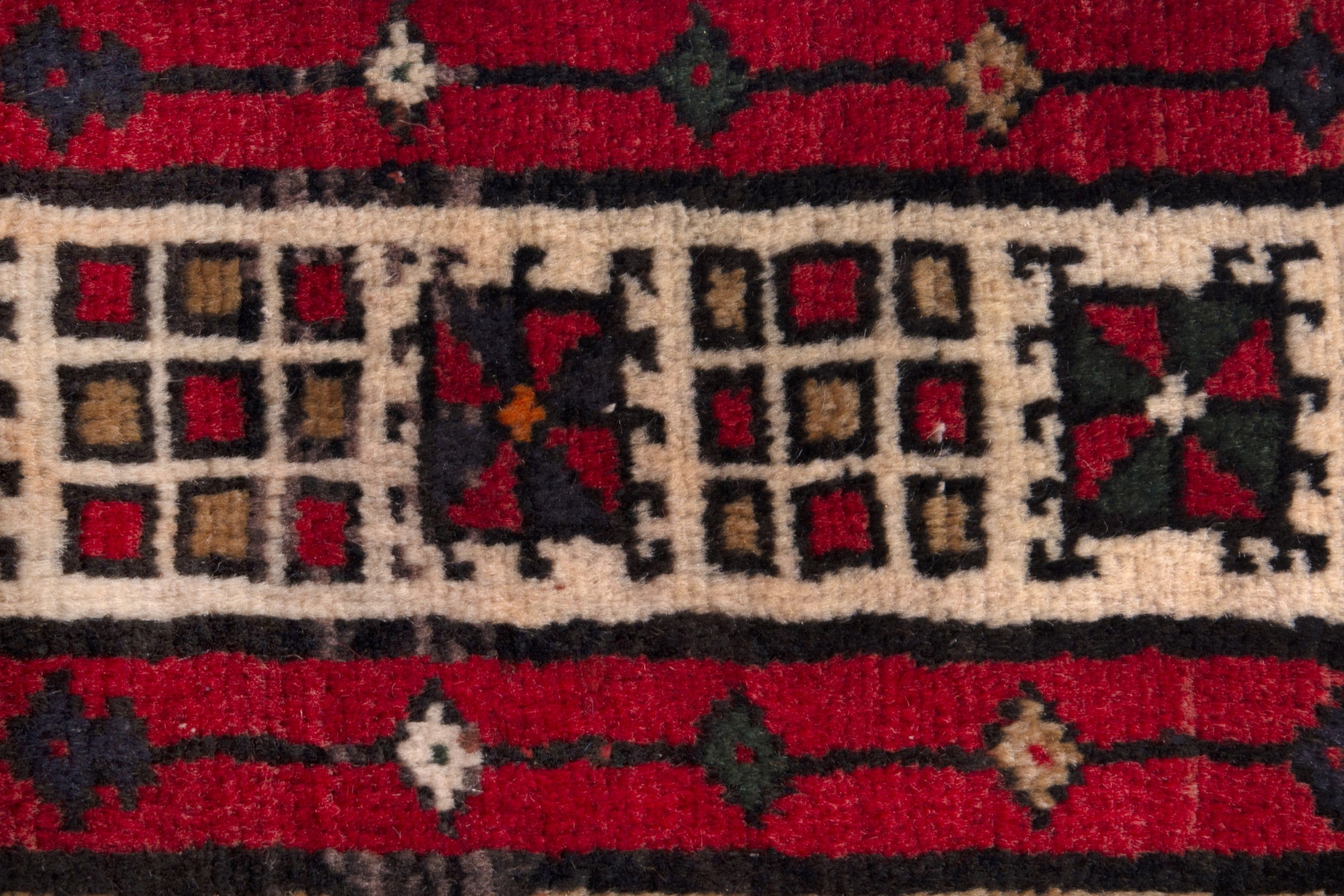 Persian Ardabil runner rug in cream and deep red, view 12 of 17