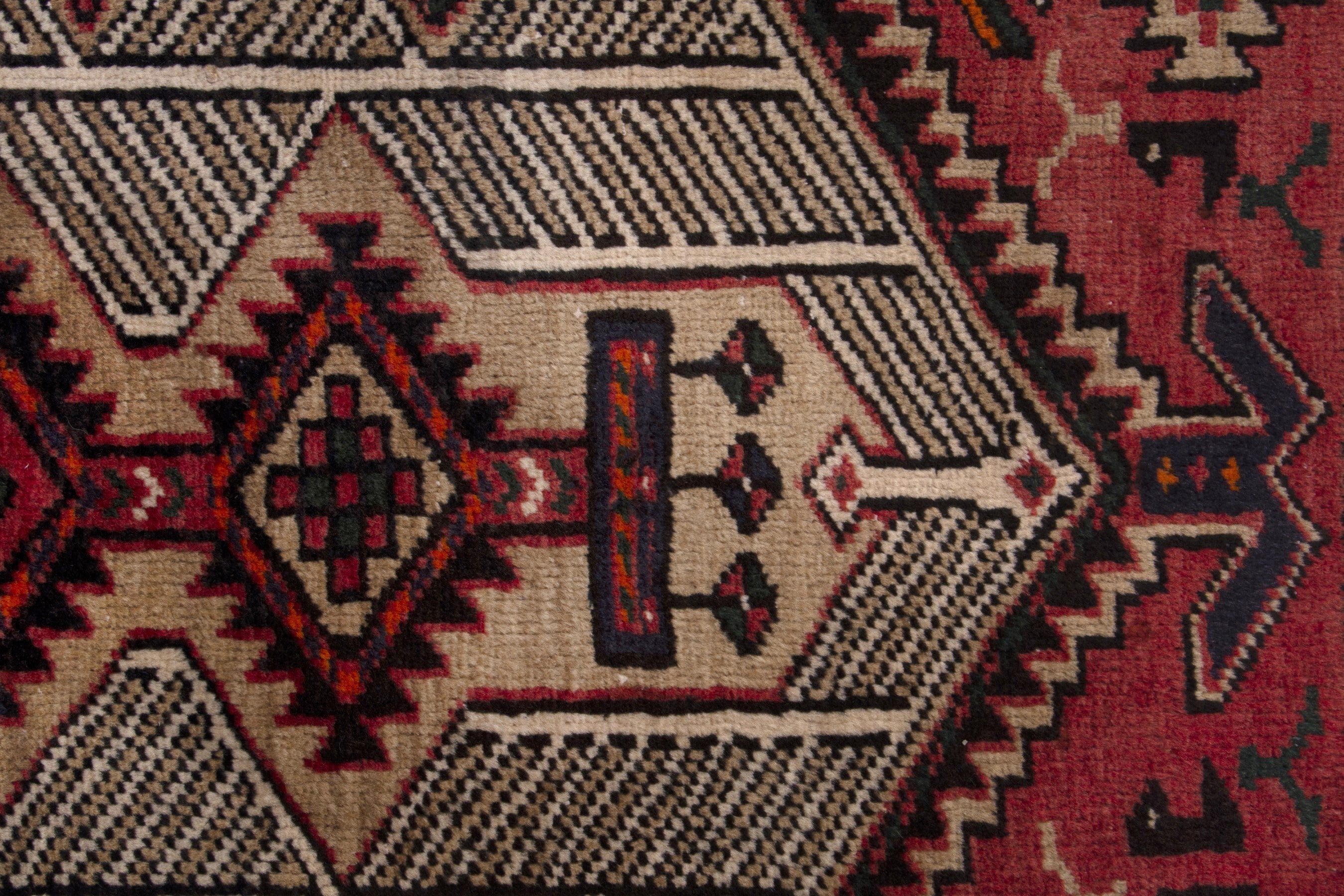 Persian Ardabil runner rug in cream and deep red, view 13 of 17