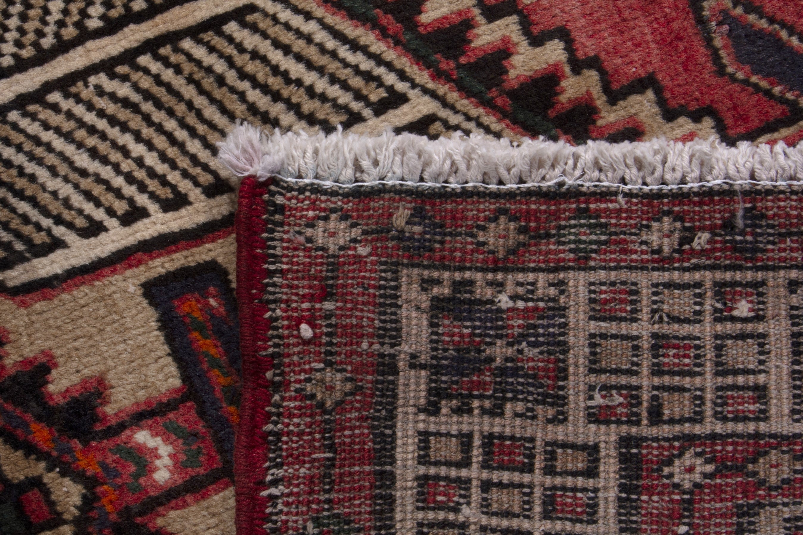 Persian Ardabil runner rug in cream and deep red, view 17 of 17