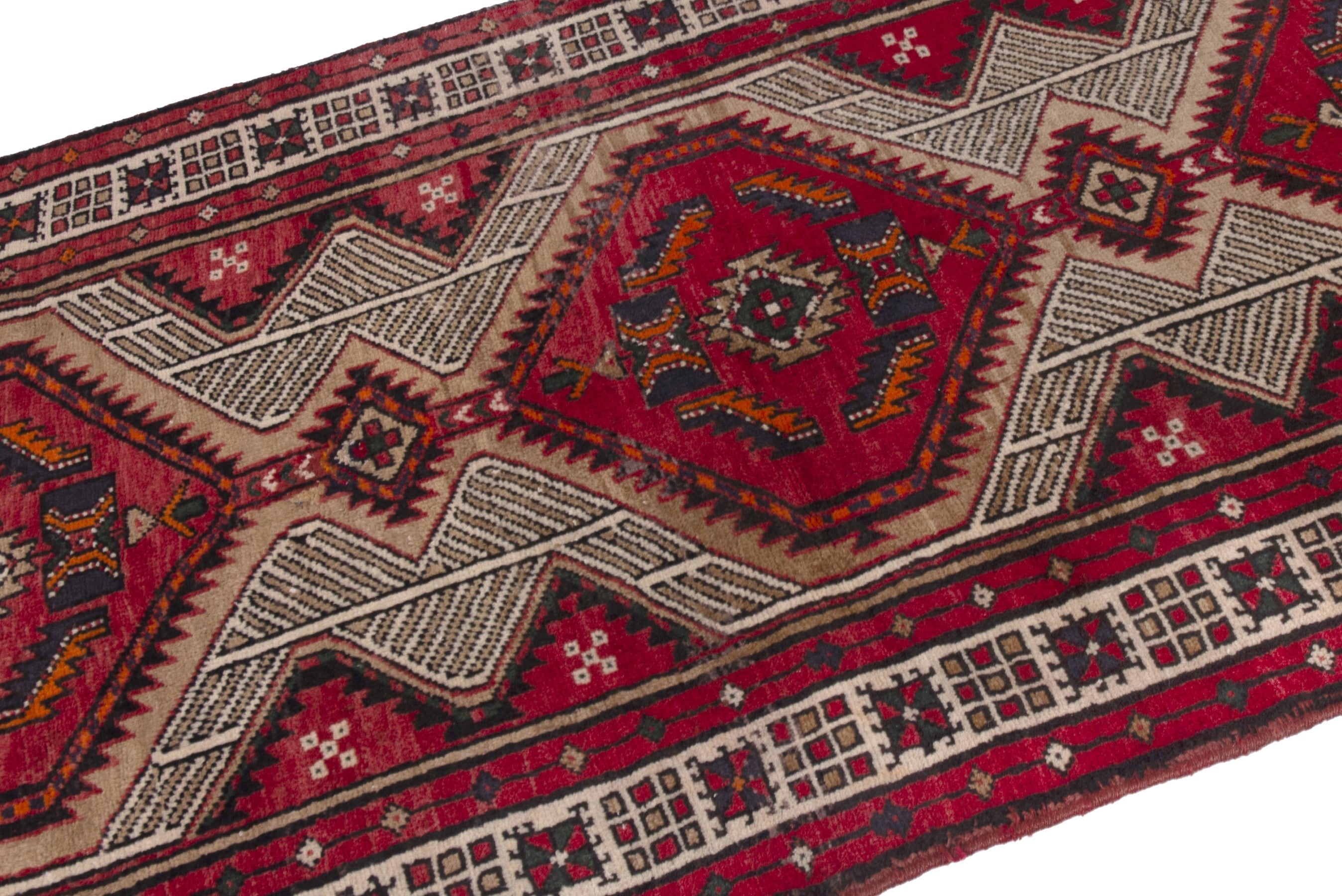 Persian Ardabil runner rug in cream and deep red, view 6 of 17