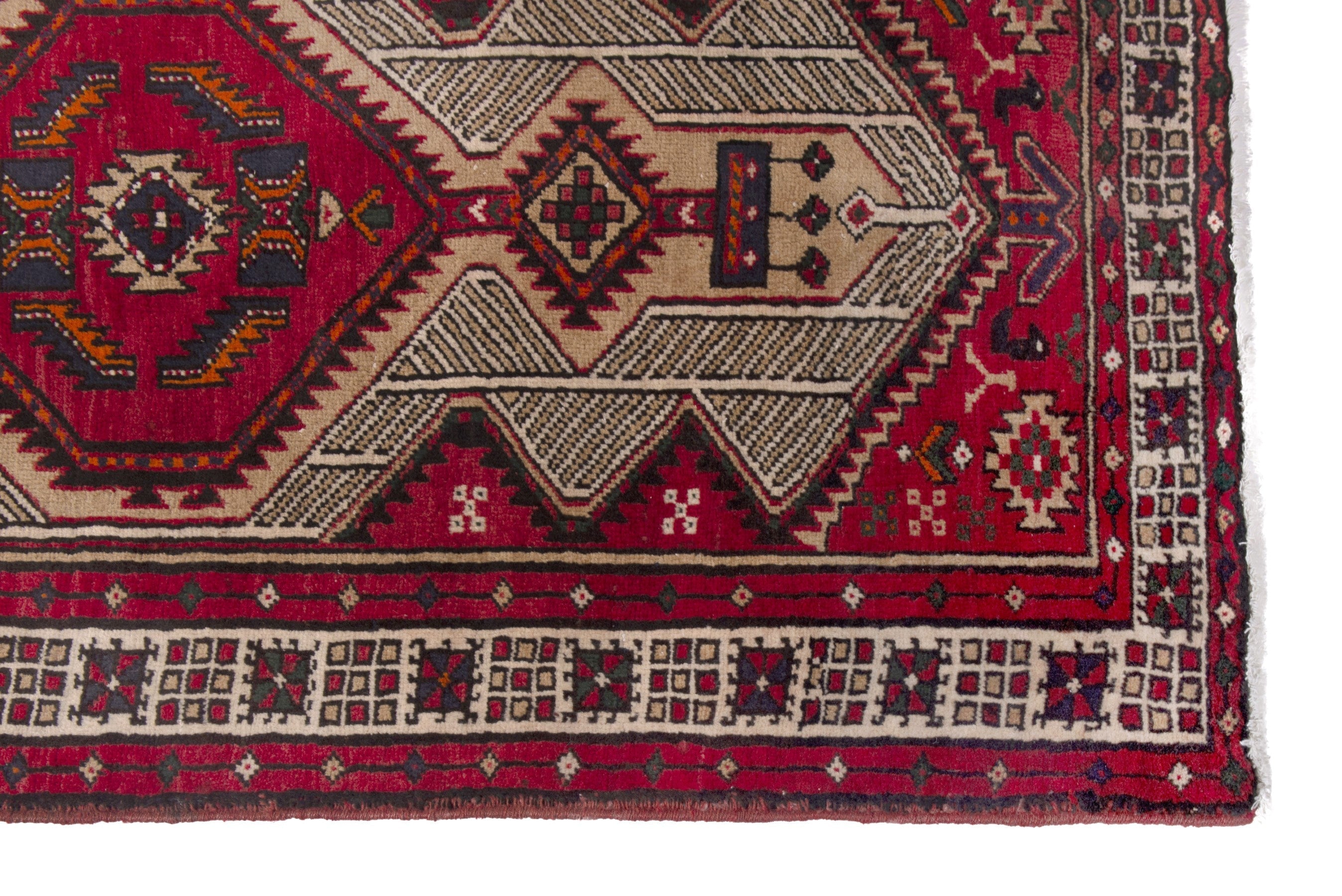 Persian Ardabil runner rug in cream and deep red, view 5 of 17