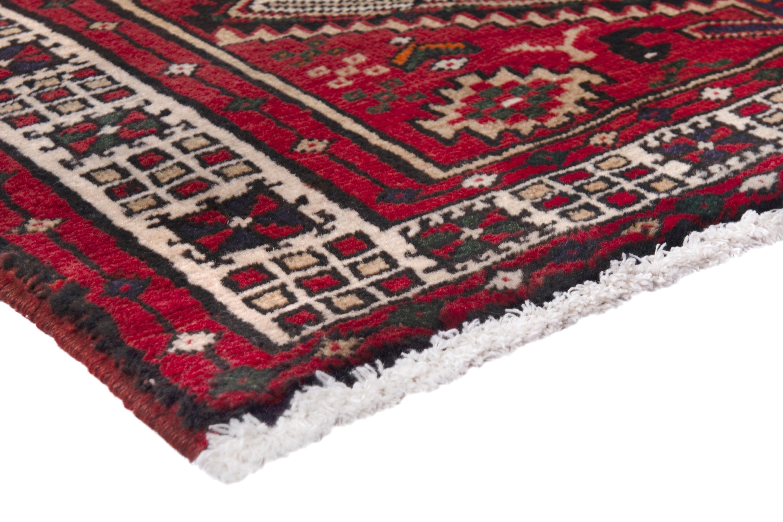 Persian Ardabil runner rug in cream and deep red, view 4 of 17