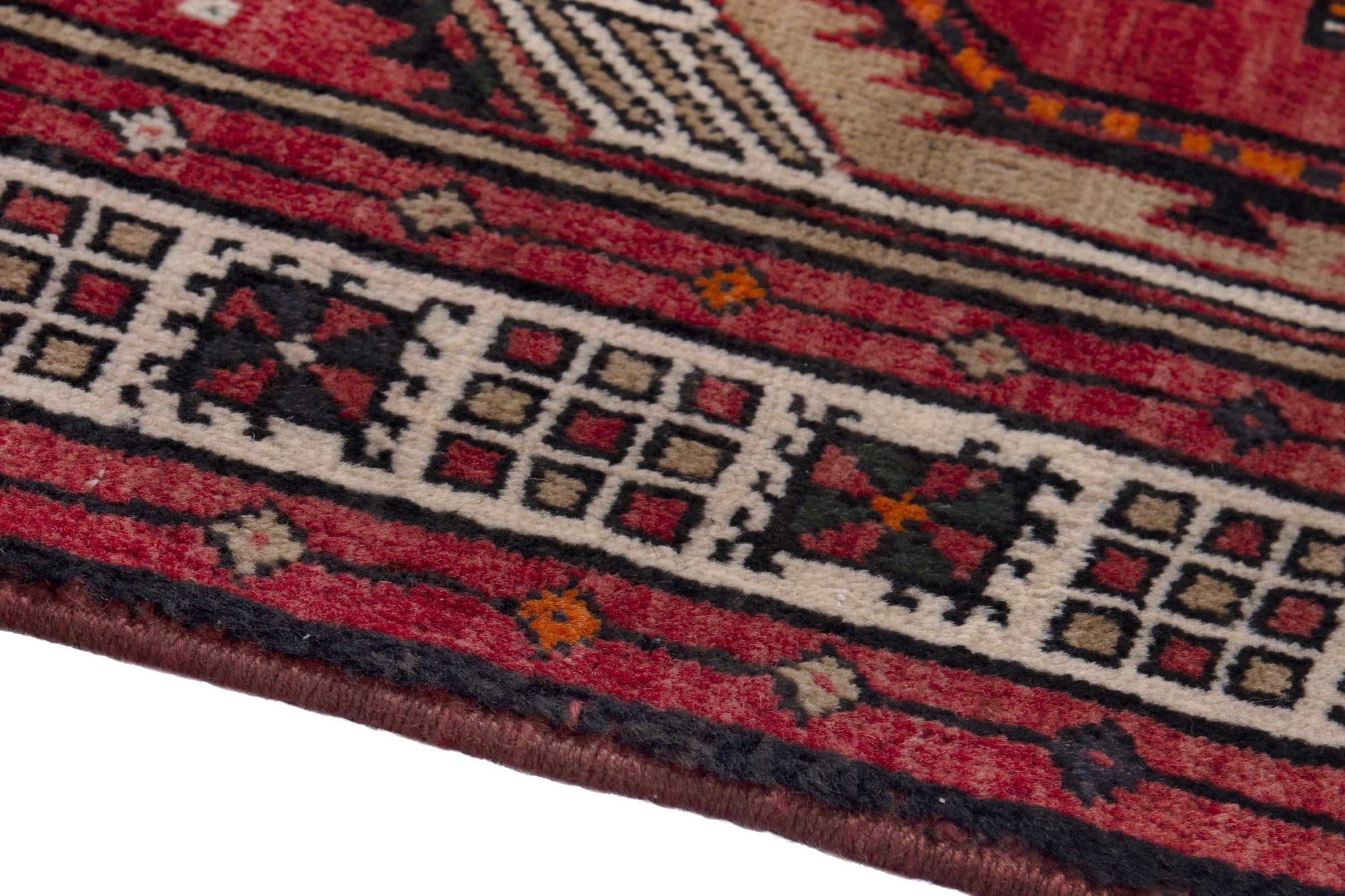 Persian Ardabil runner rug in cream and deep red, view 8 of 17