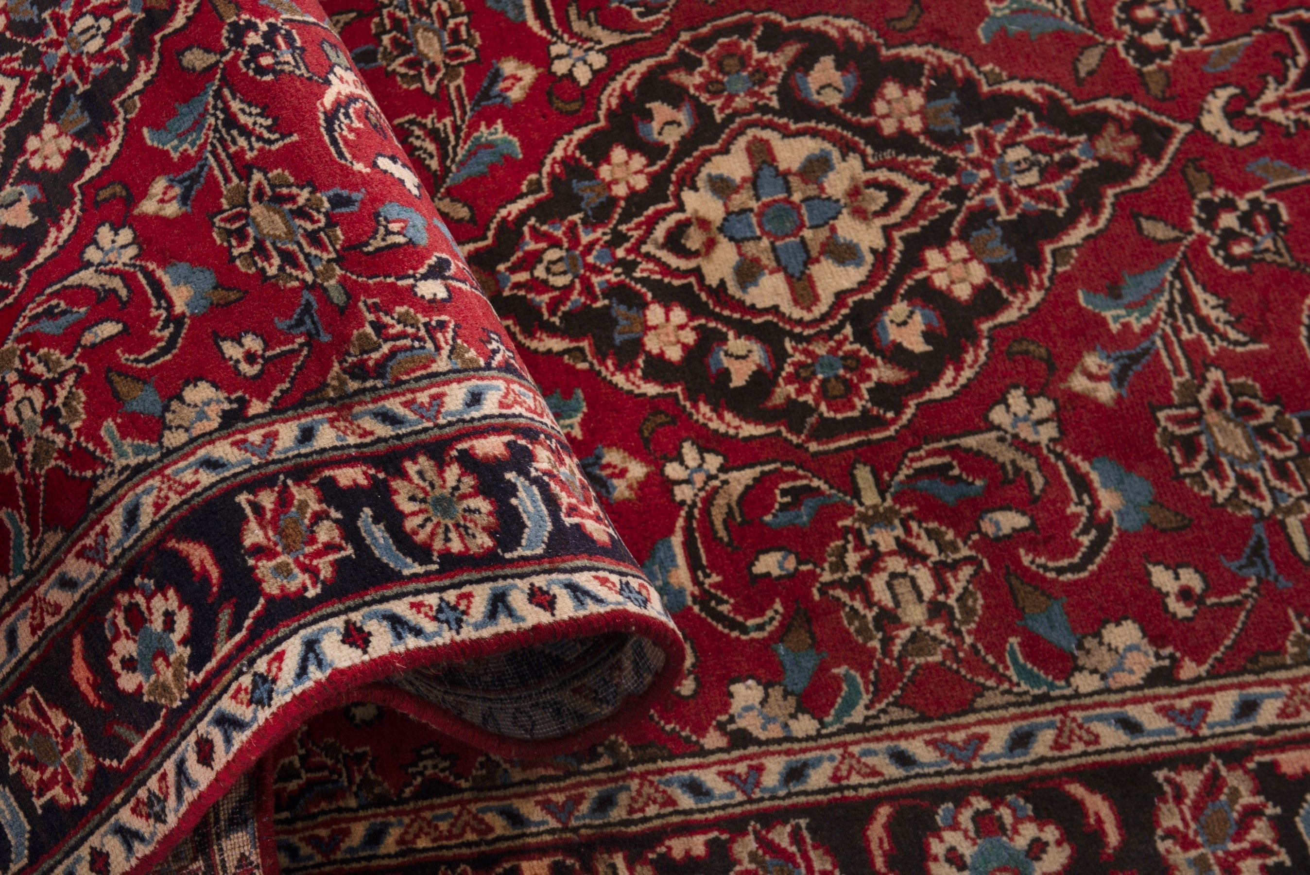 Persian Ardakan runner rug in deep red and dark brown, view 14 of 17