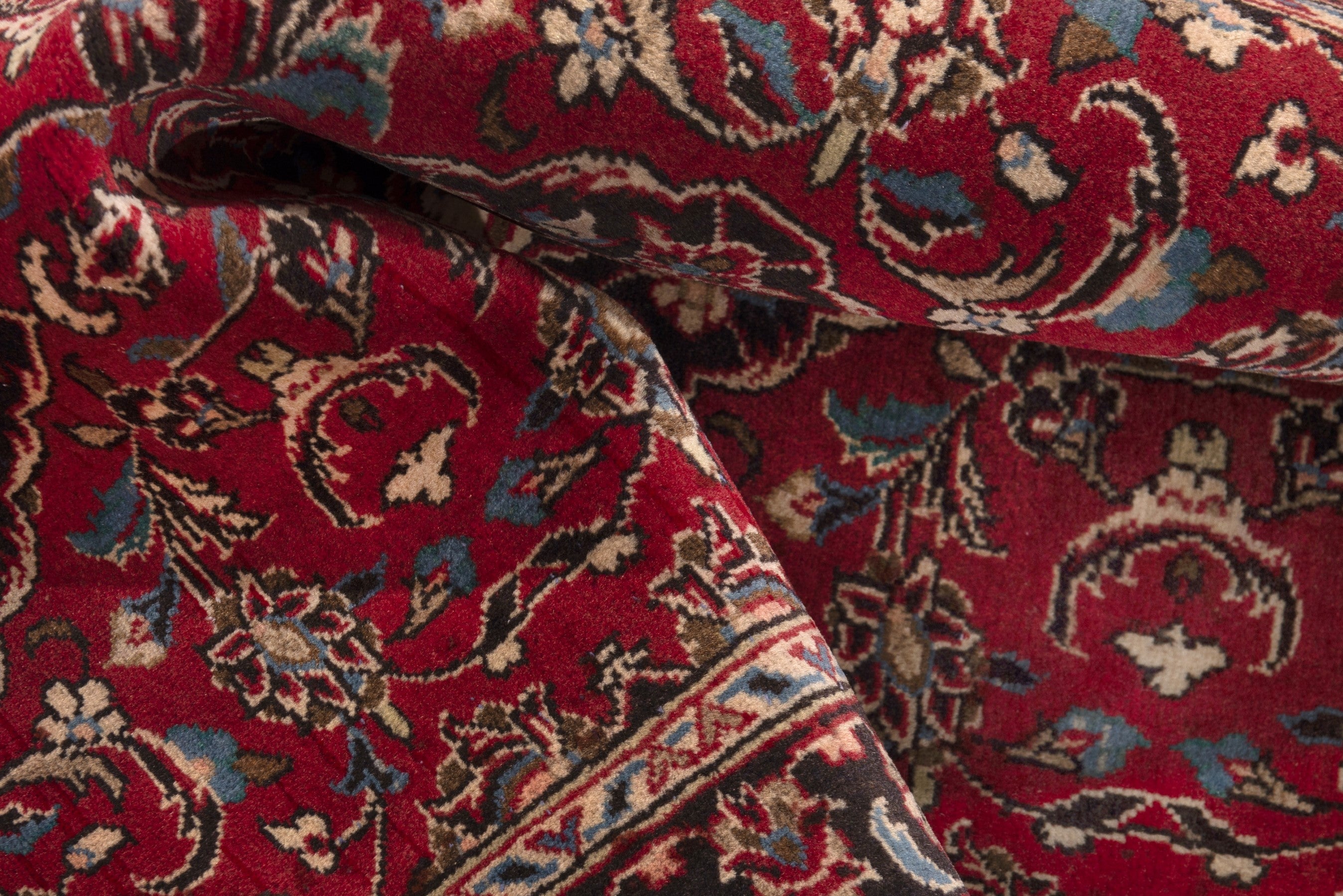 Persian Ardakan runner rug in deep red and dark brown, view 16 of 17