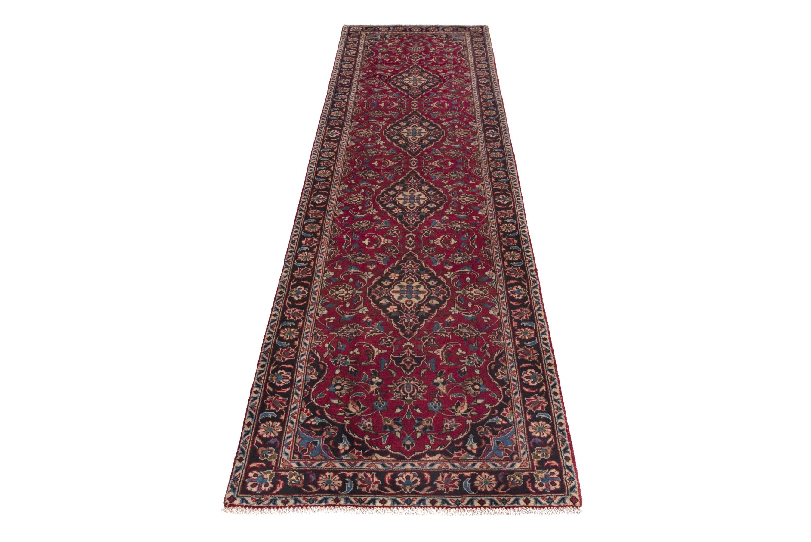 Persian Ardakan runner rug in deep red and dark brown, view 2 of 17