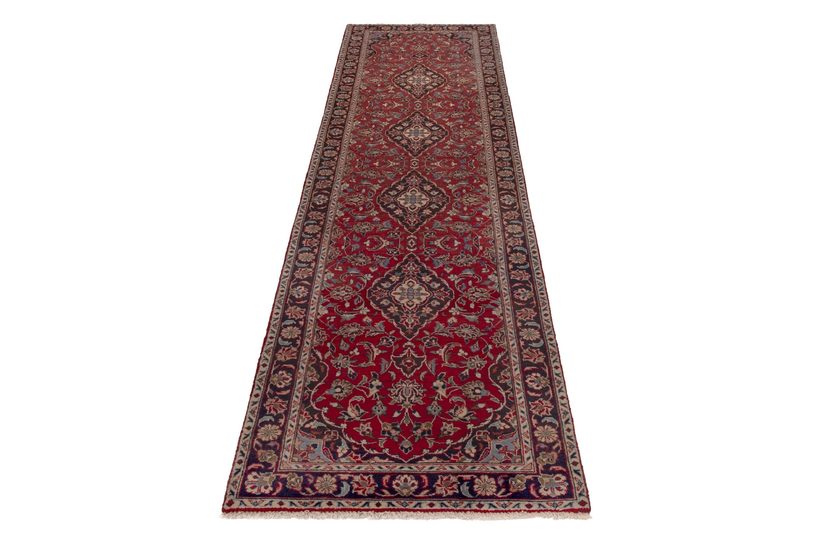 Persian Ardakan runner rug in deep red and dark brown, view 3 of 17