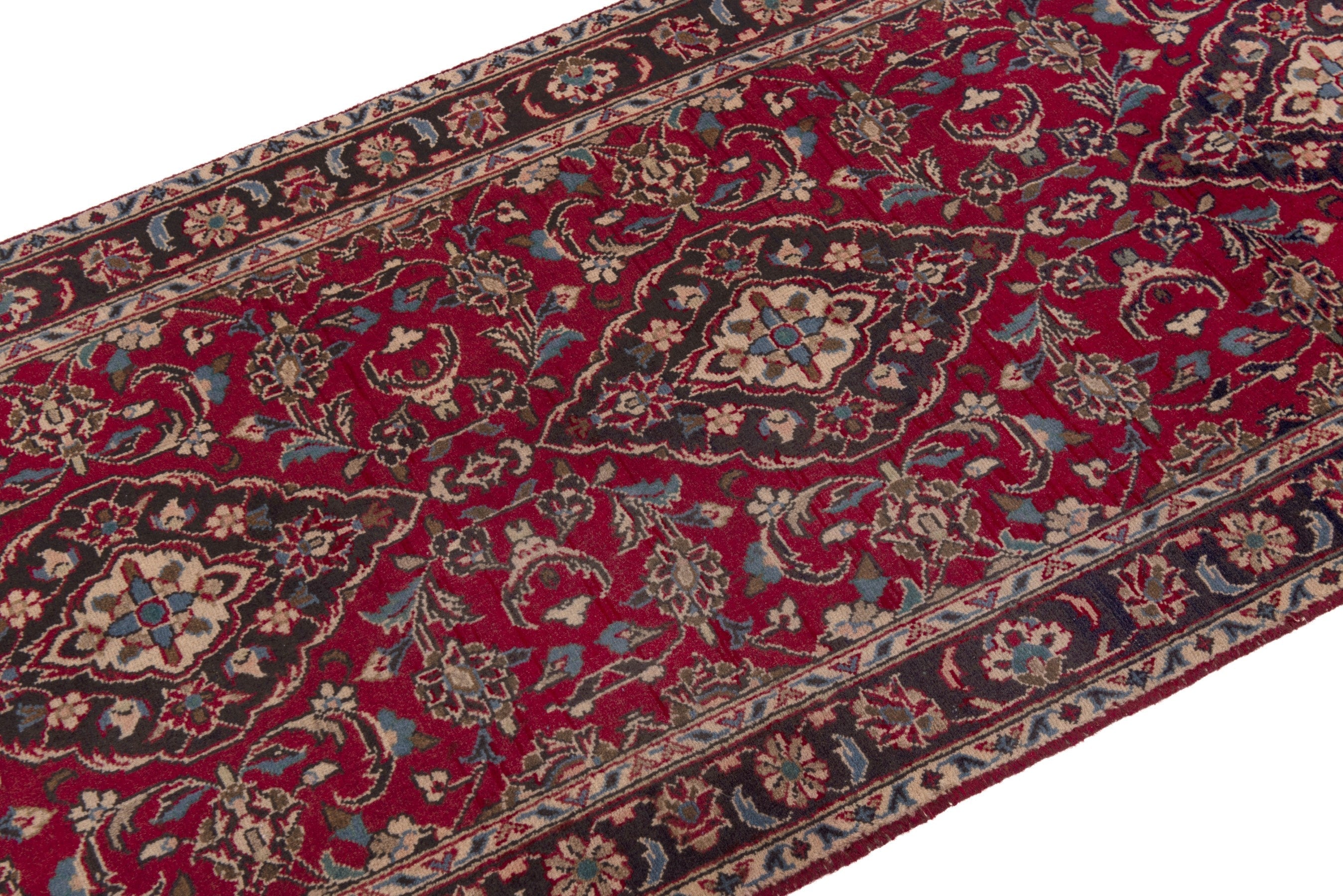 Persian Ardakan runner rug in deep red and dark brown, view 6 of 17