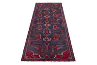Turkish Anatolian runner rug in slate and deep red, view 11 of 18
