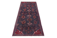 Turkish Anatolian runner rug in slate and deep red, view 12 of 18