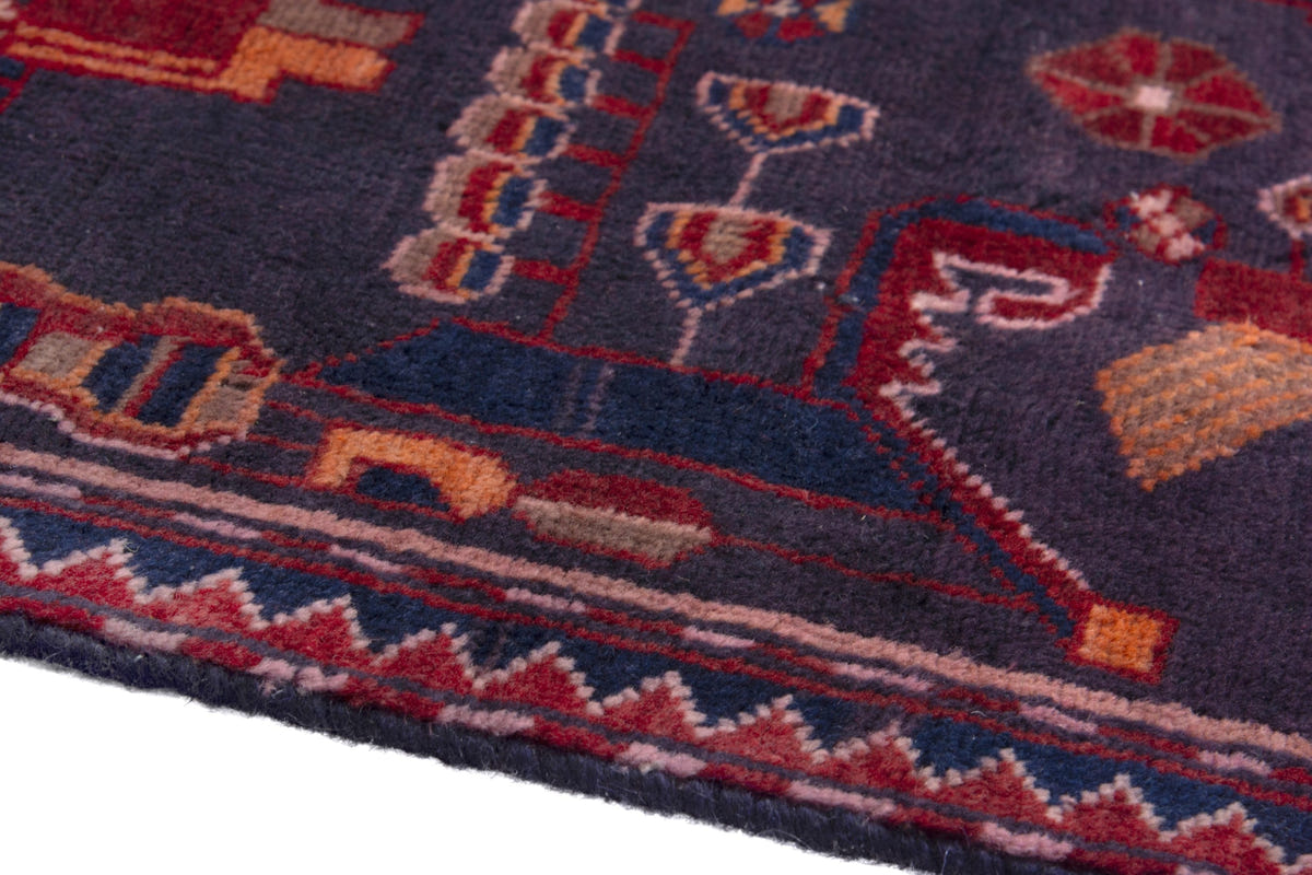 Turkish Anatolian runner rug in slate and deep red, view 17 of 18