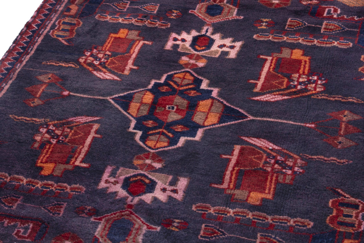 Turkish Anatolian runner rug in slate and deep red, view 18 of 18