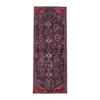 Turkish Anatolian runner rug in slate and deep red, 2'11" x 7'7"