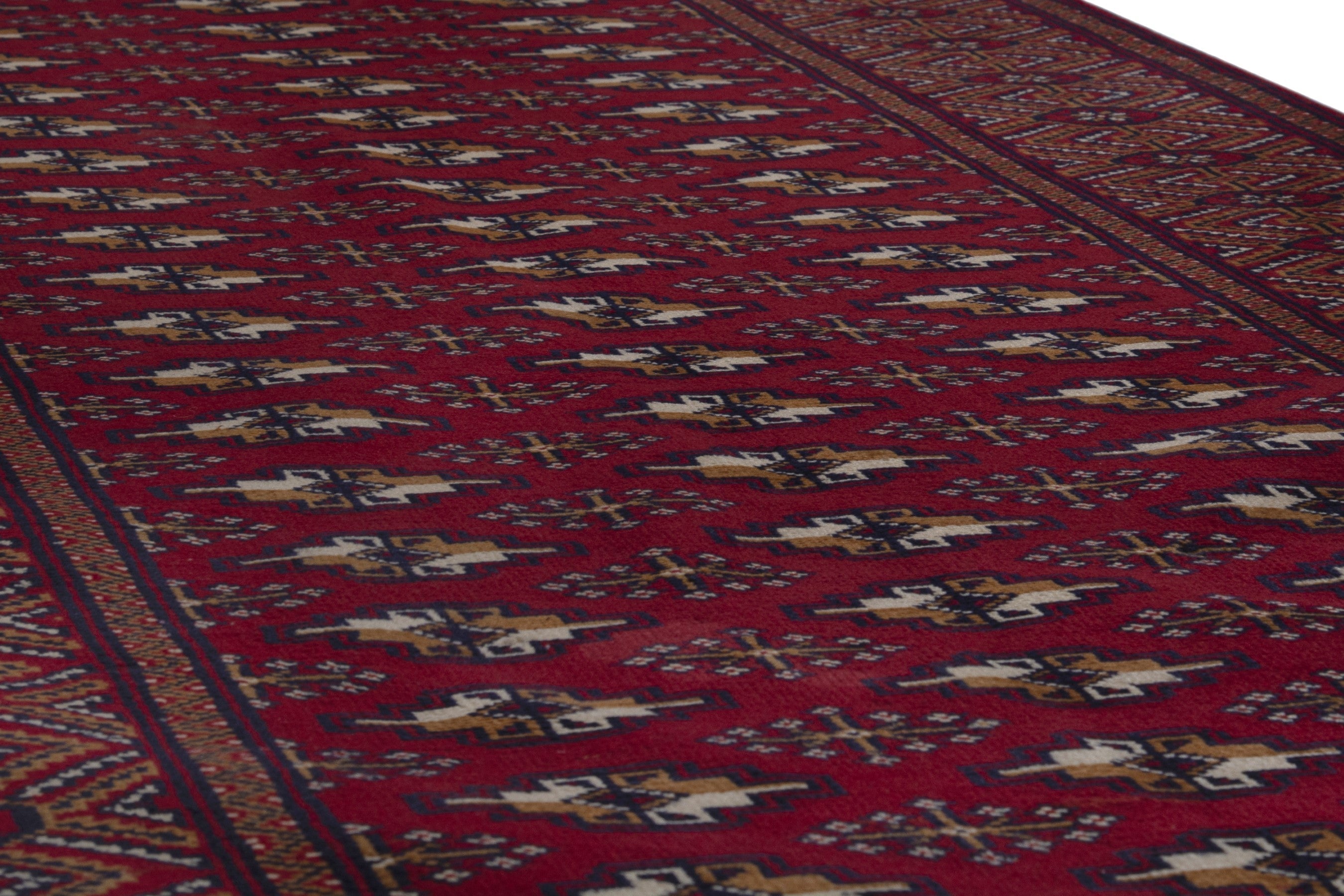Persian Torkaman runner rug in burgundy and deep red, view 10 of 17