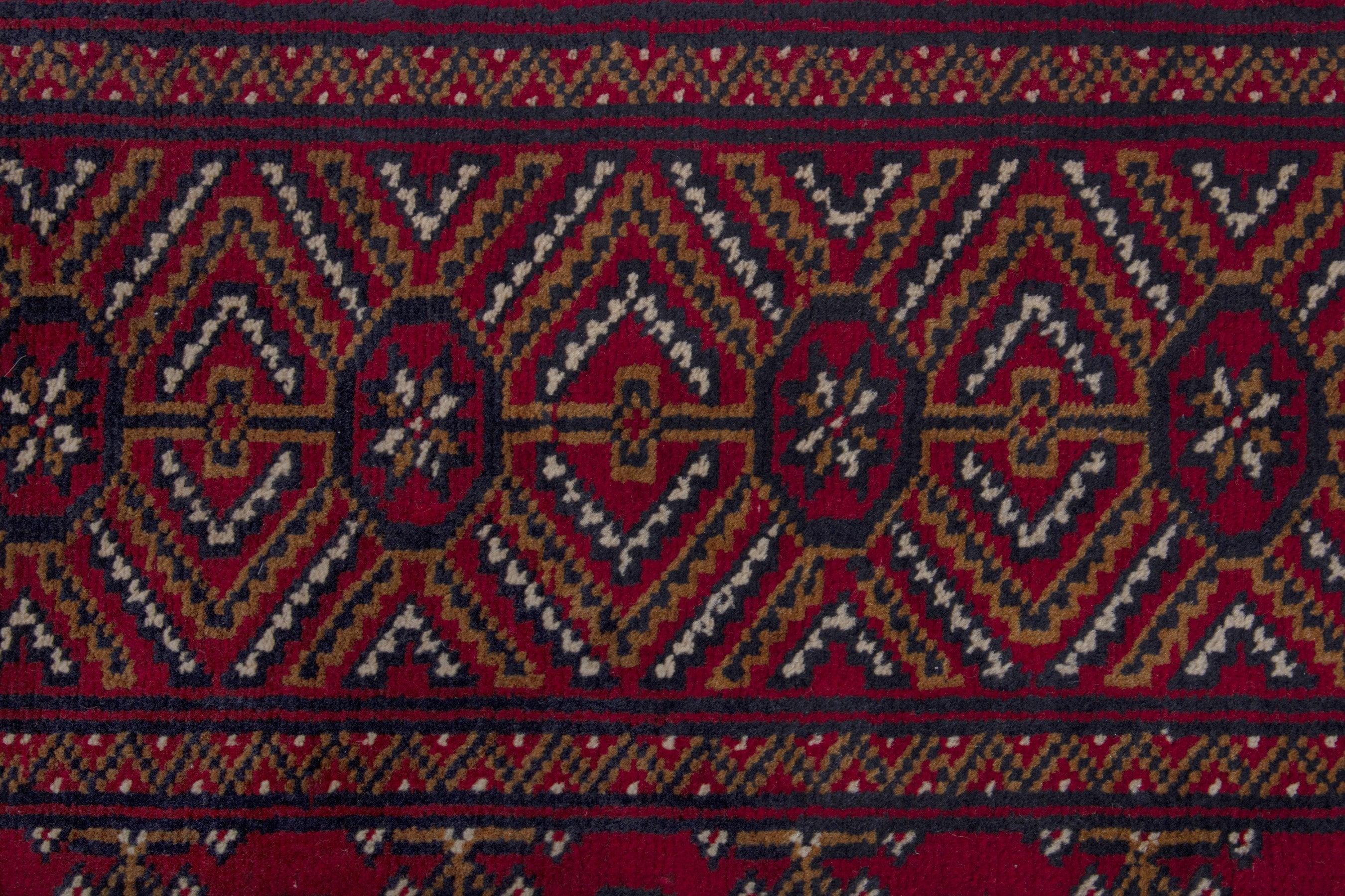 Persian Torkaman runner rug in burgundy and deep red, view 13 of 17