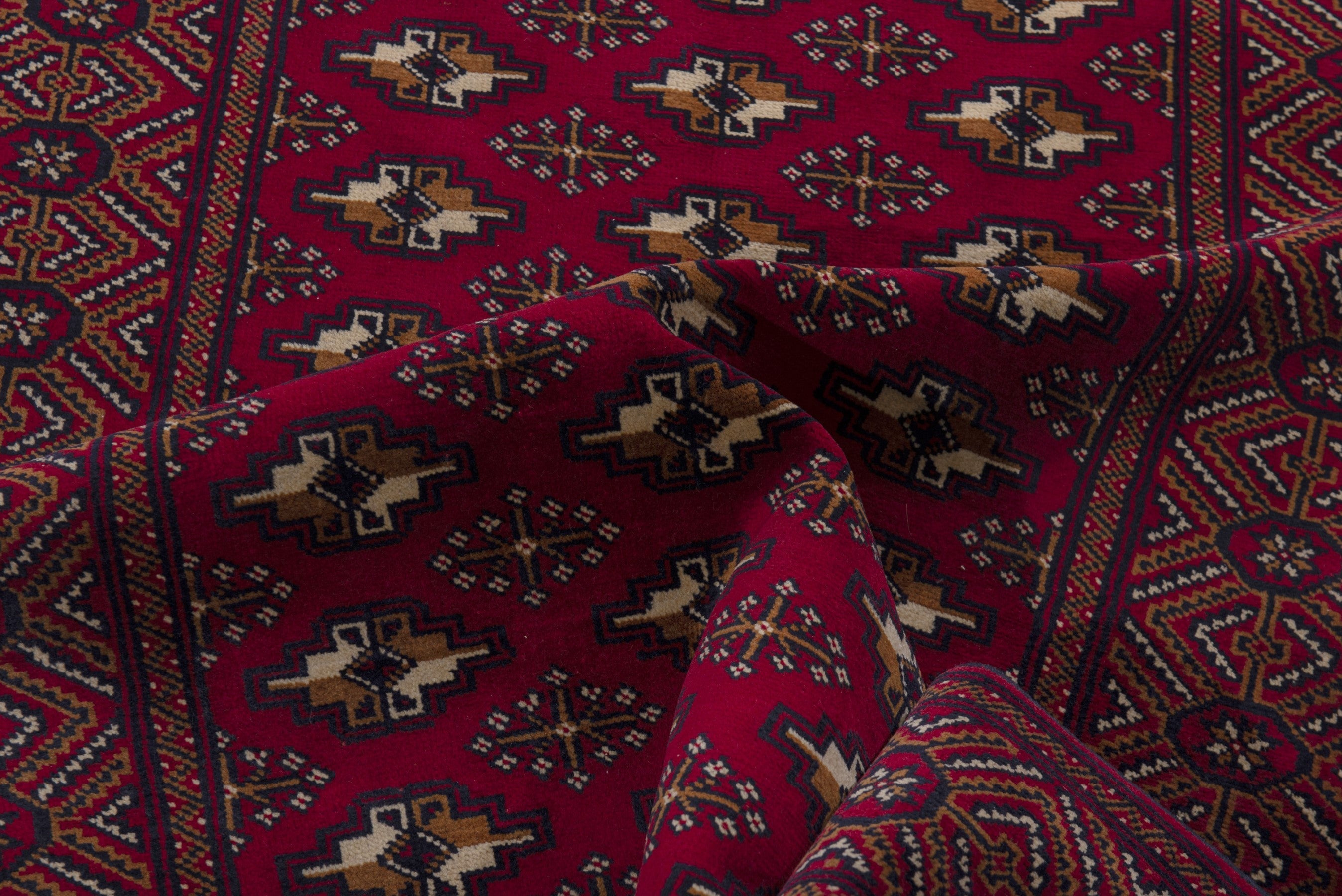 Persian Torkaman runner rug in burgundy and deep red, view 14 of 17