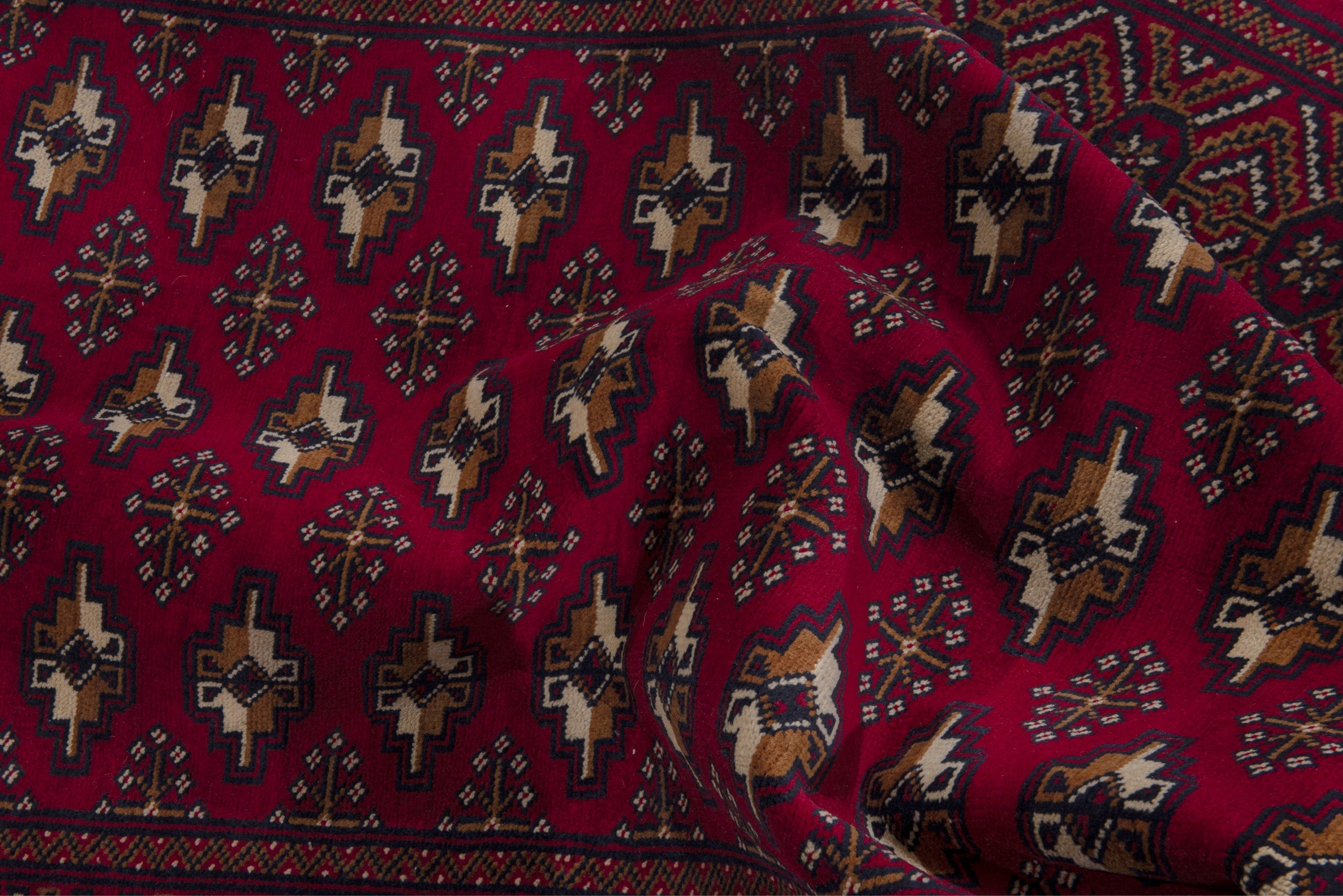 Persian Torkaman runner rug in burgundy and deep red, view 15 of 17