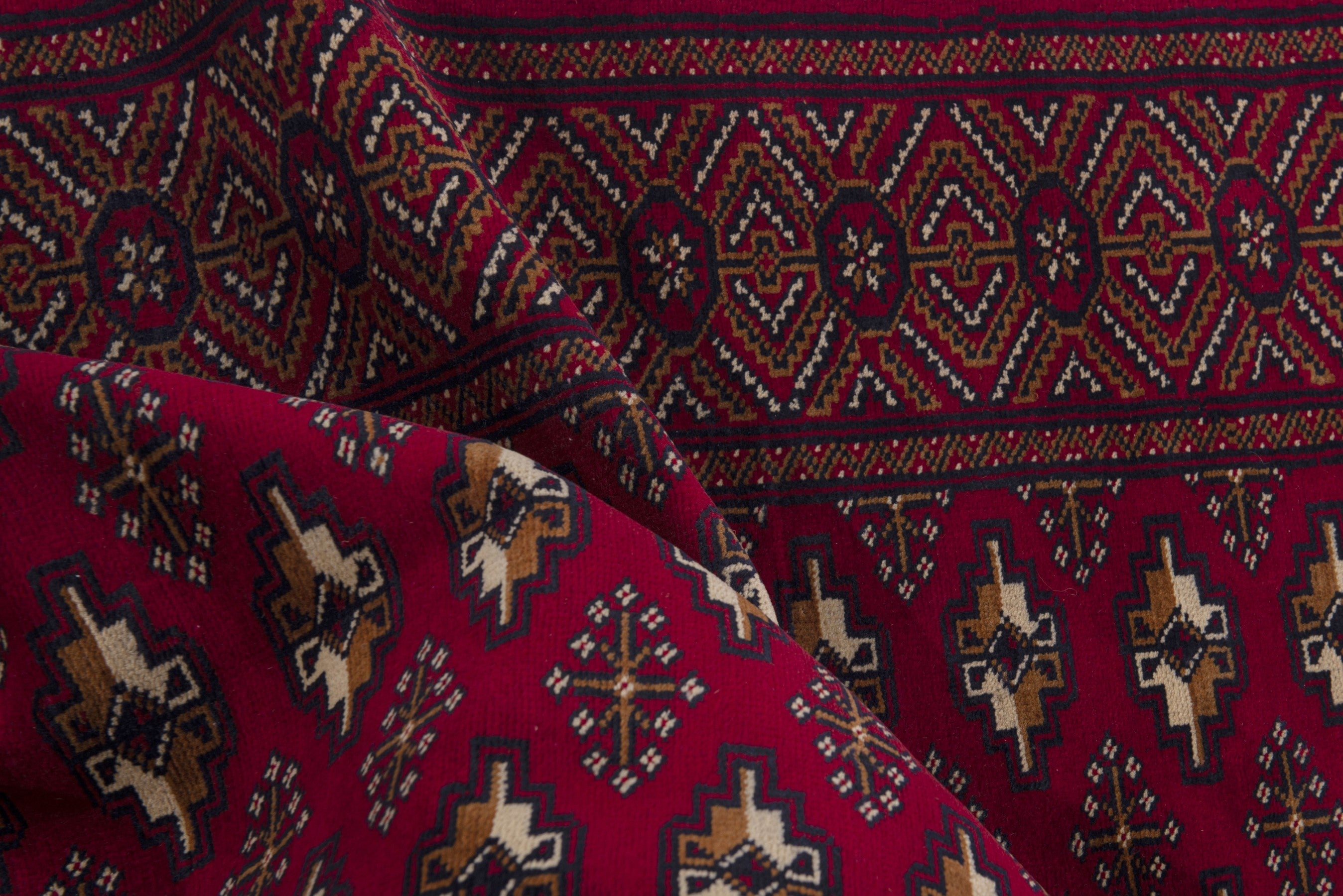 Persian Torkaman runner rug in burgundy and deep red, view 16 of 17