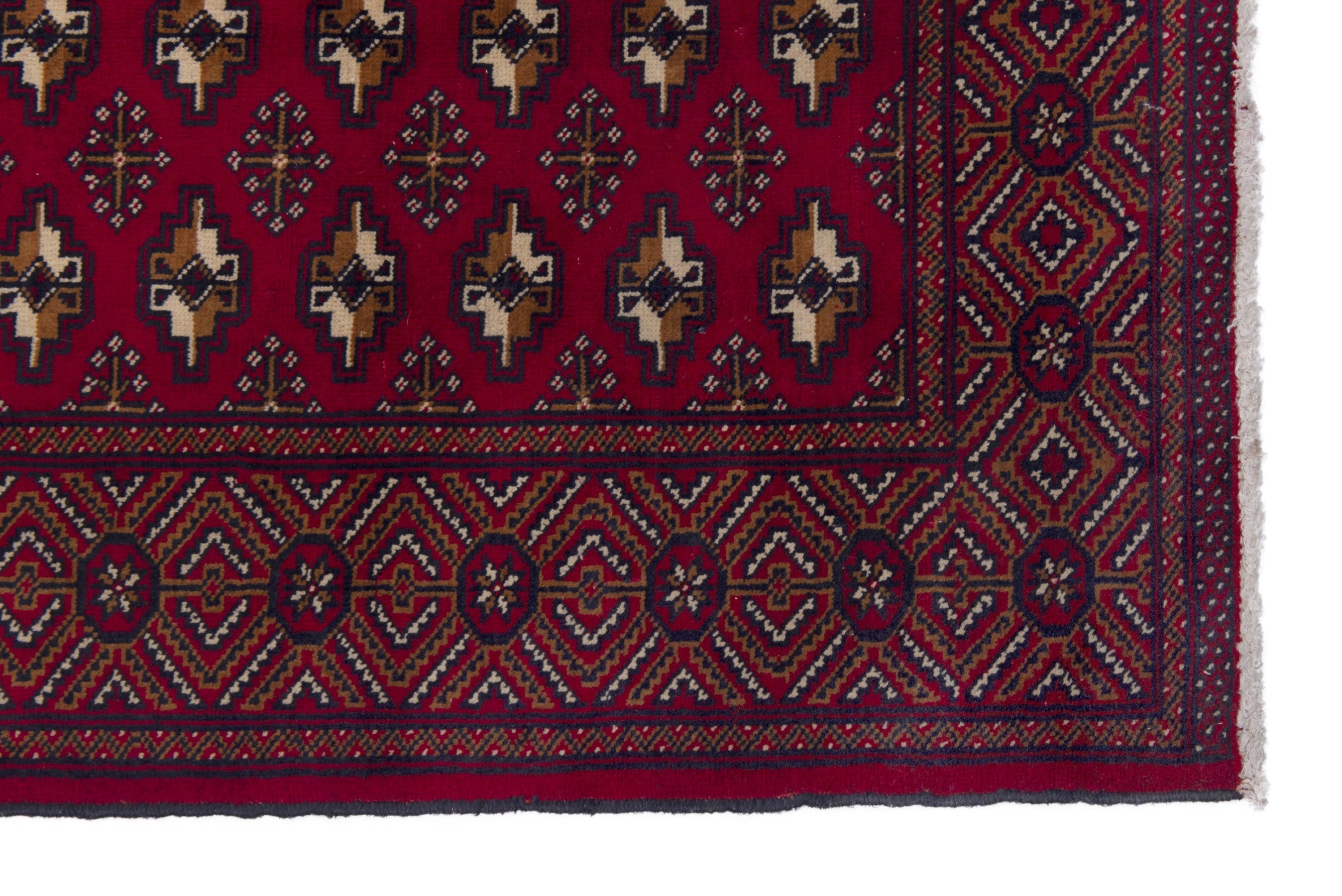 Persian Torkaman runner rug in burgundy and deep red, view 5 of 17