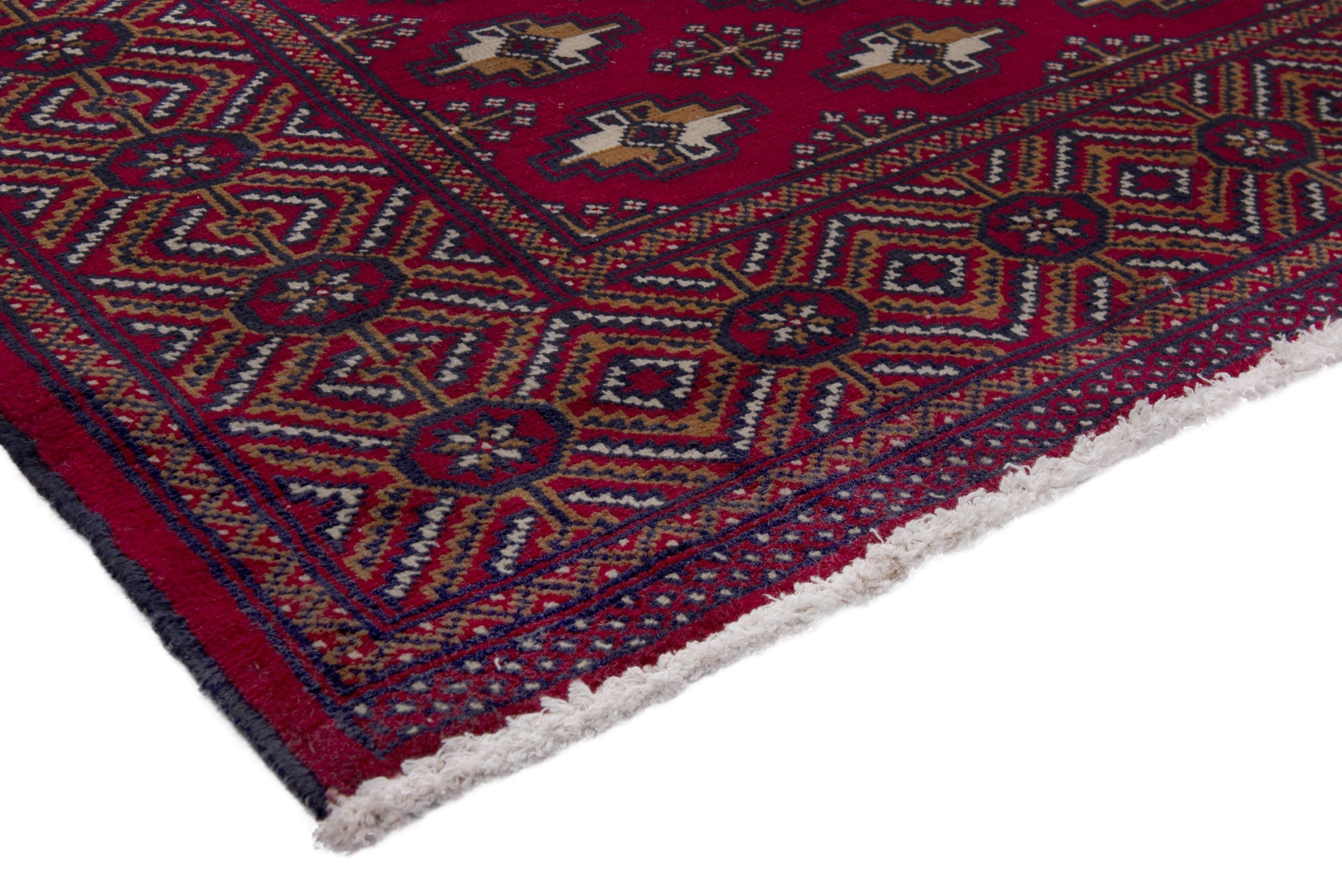 Persian Torkaman runner rug in burgundy and deep red, view 4 of 17