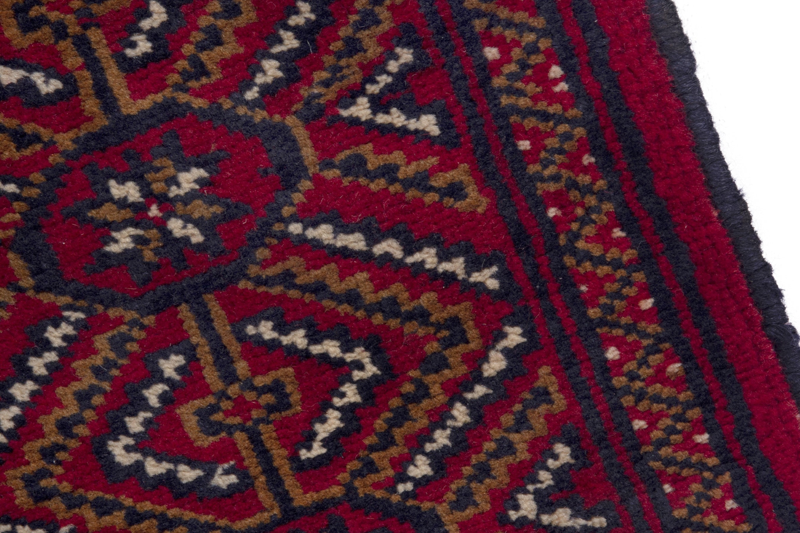 Persian Torkaman runner rug in burgundy and deep red, view 7 of 17
