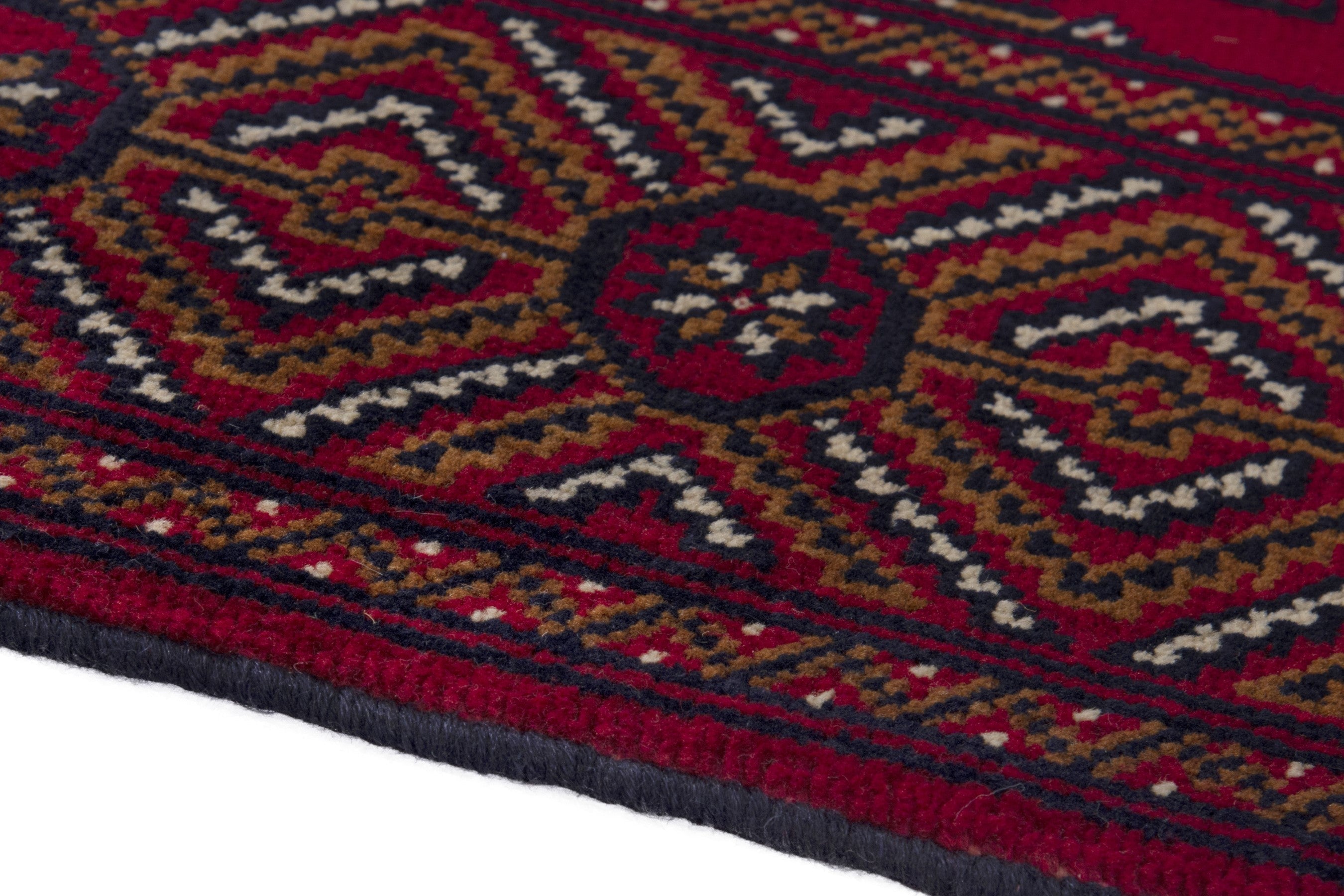 Persian Torkaman runner rug in burgundy and deep red, view 8 of 17