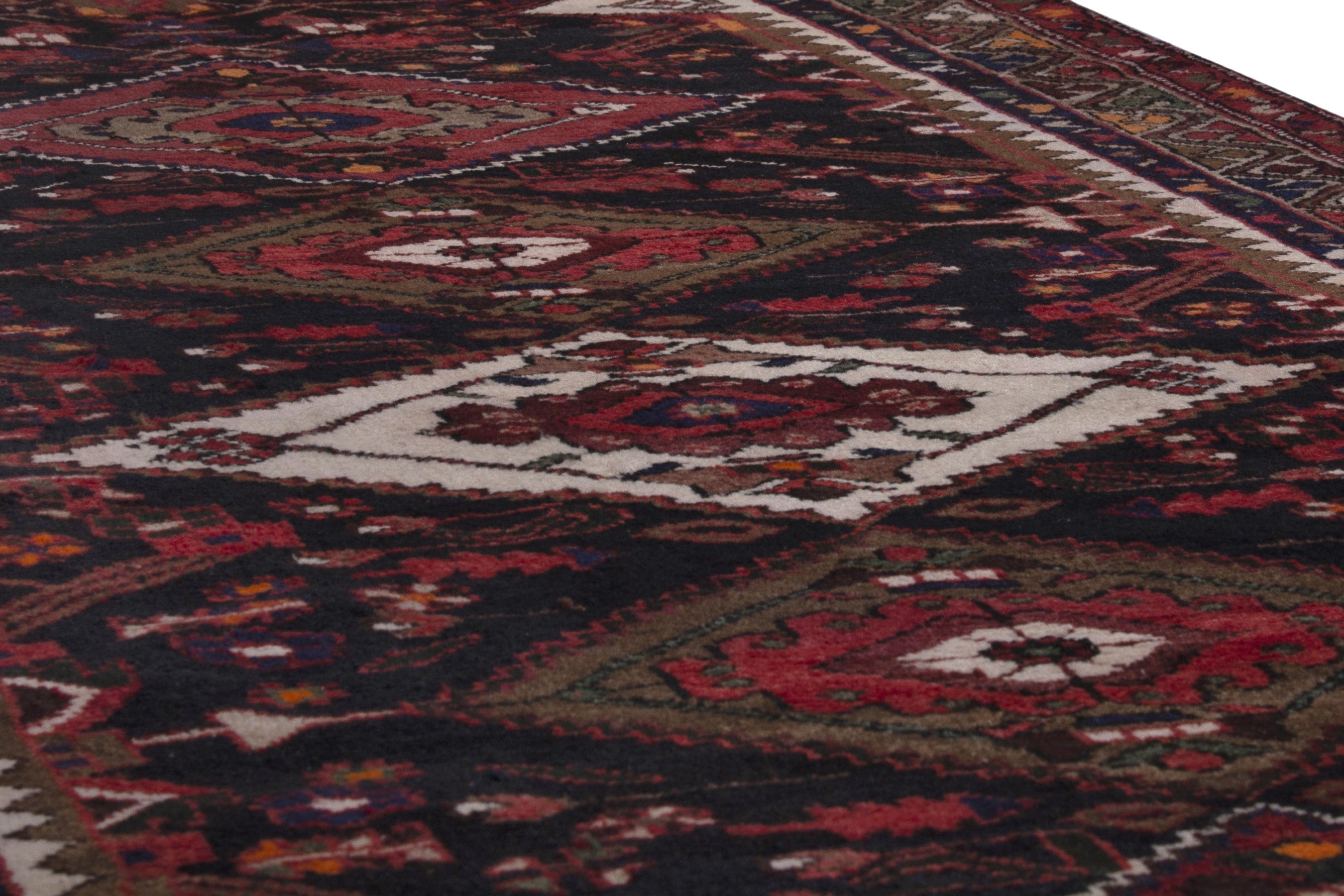 Persian Hamedan runner rug in burgundy and cream, view 10 of 18
