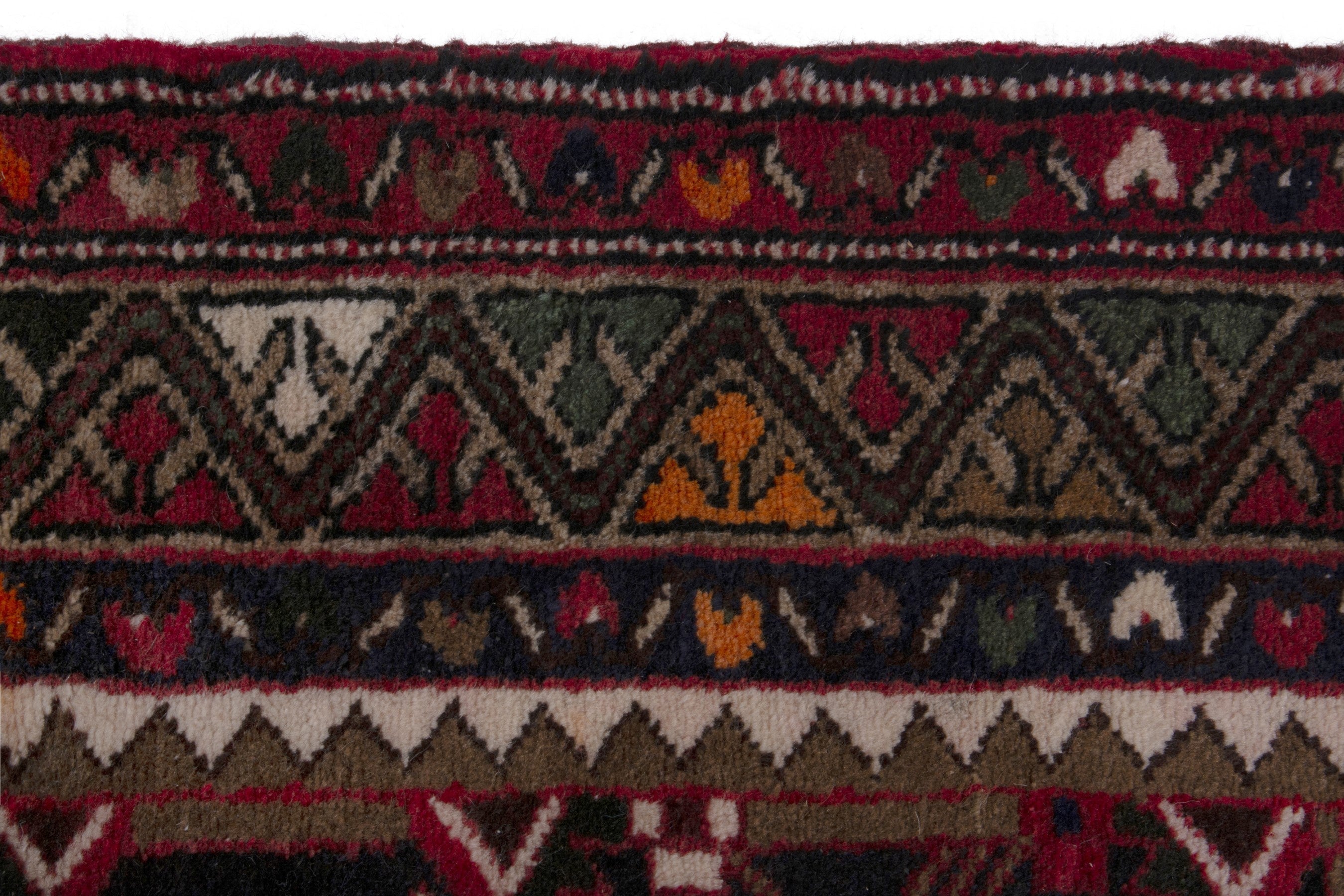 Persian Hamedan runner rug in burgundy and cream, view 11 of 18