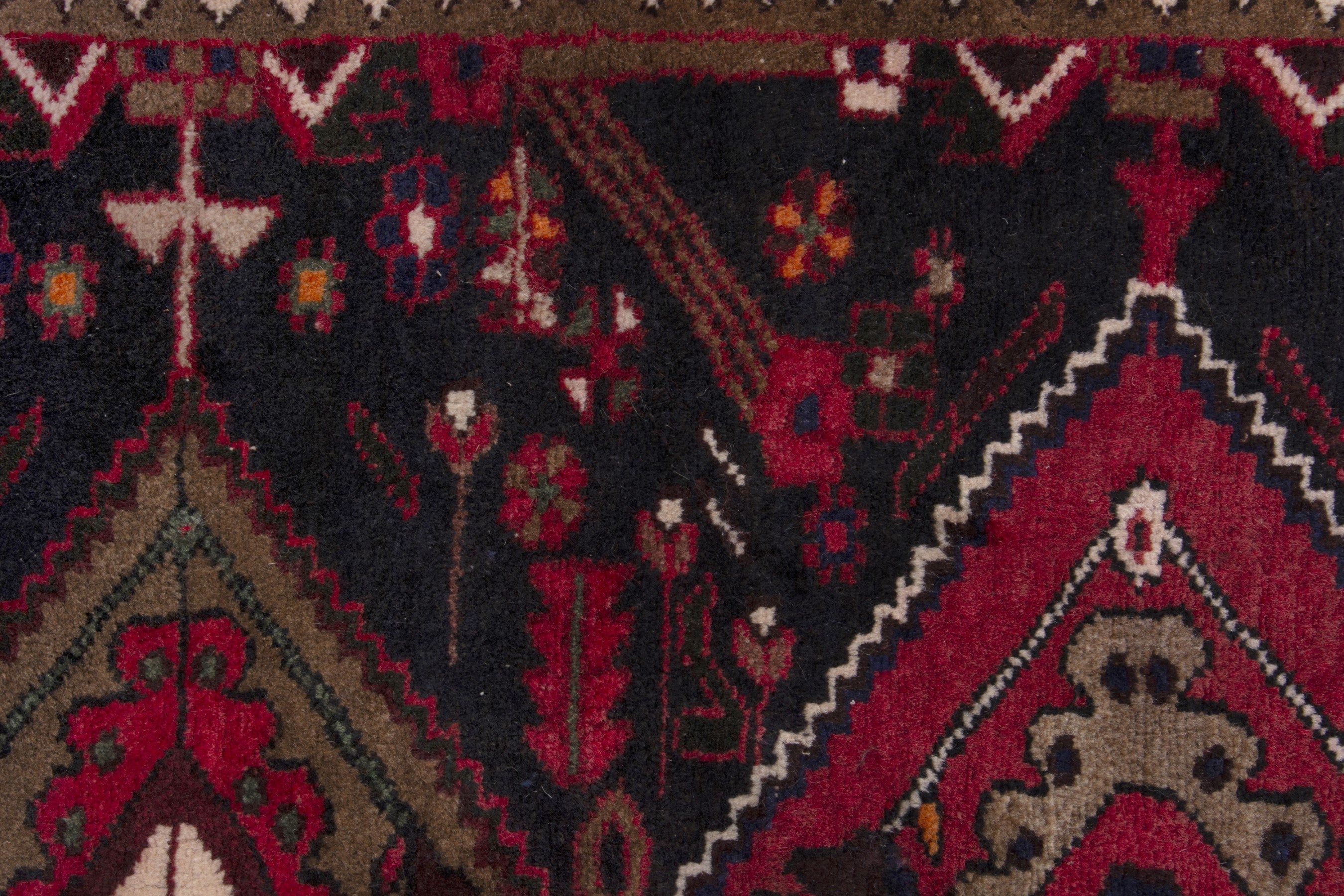 Persian Hamedan runner rug in burgundy and cream, view 12 of 18