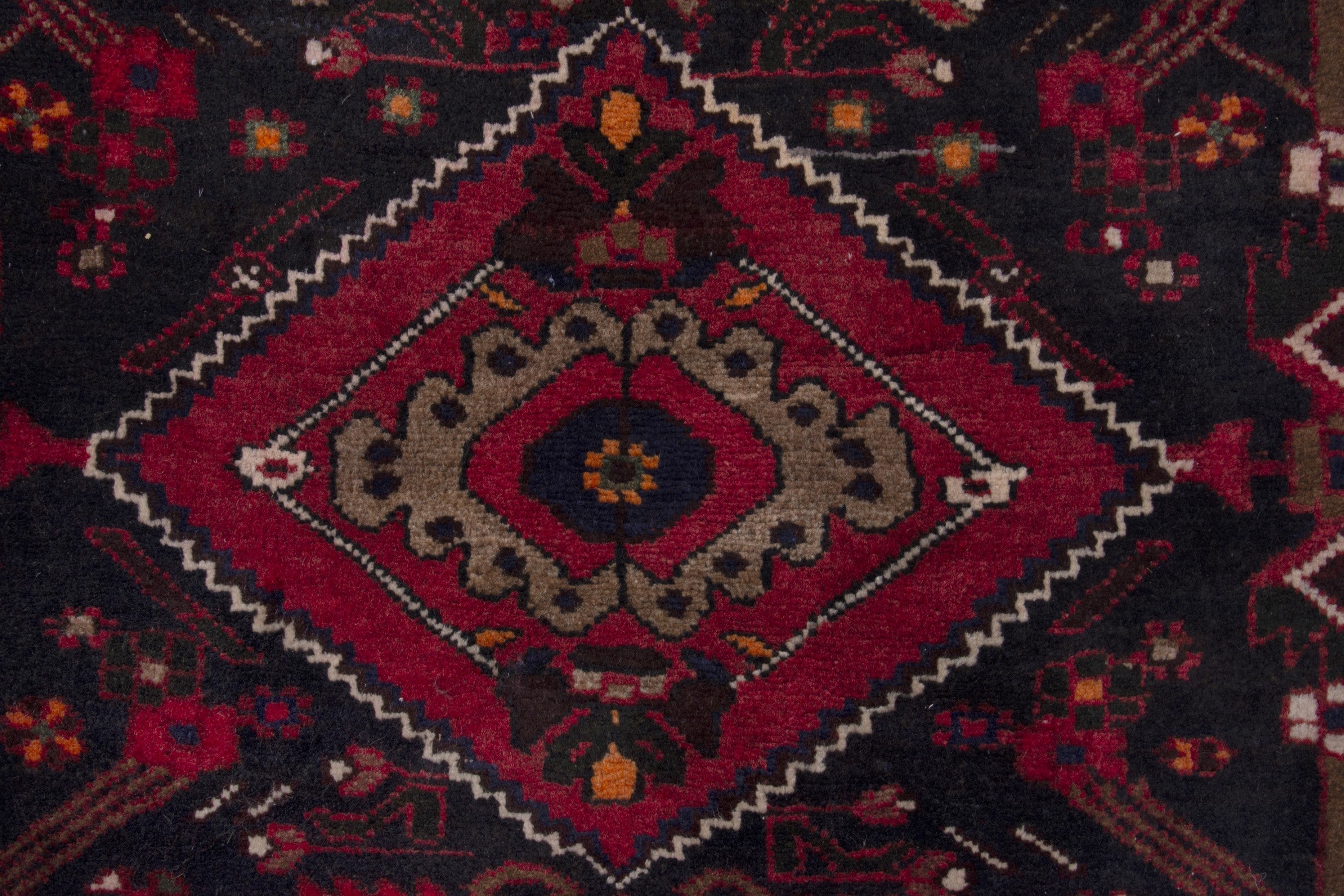 Persian Hamedan runner rug in burgundy and cream, view 13 of 18